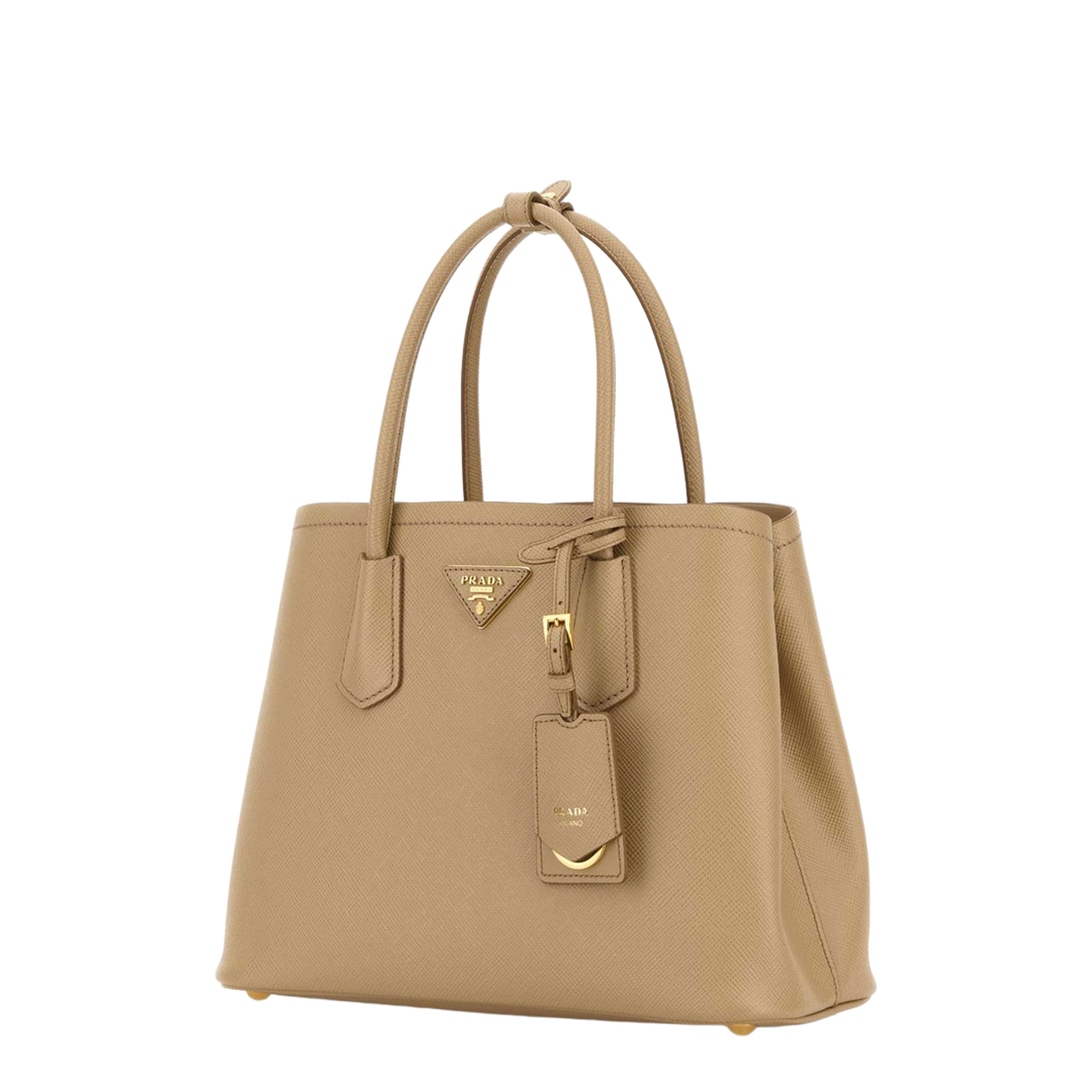 Double Medium Saffiano Leather Bag - Sand Beige - Image 2