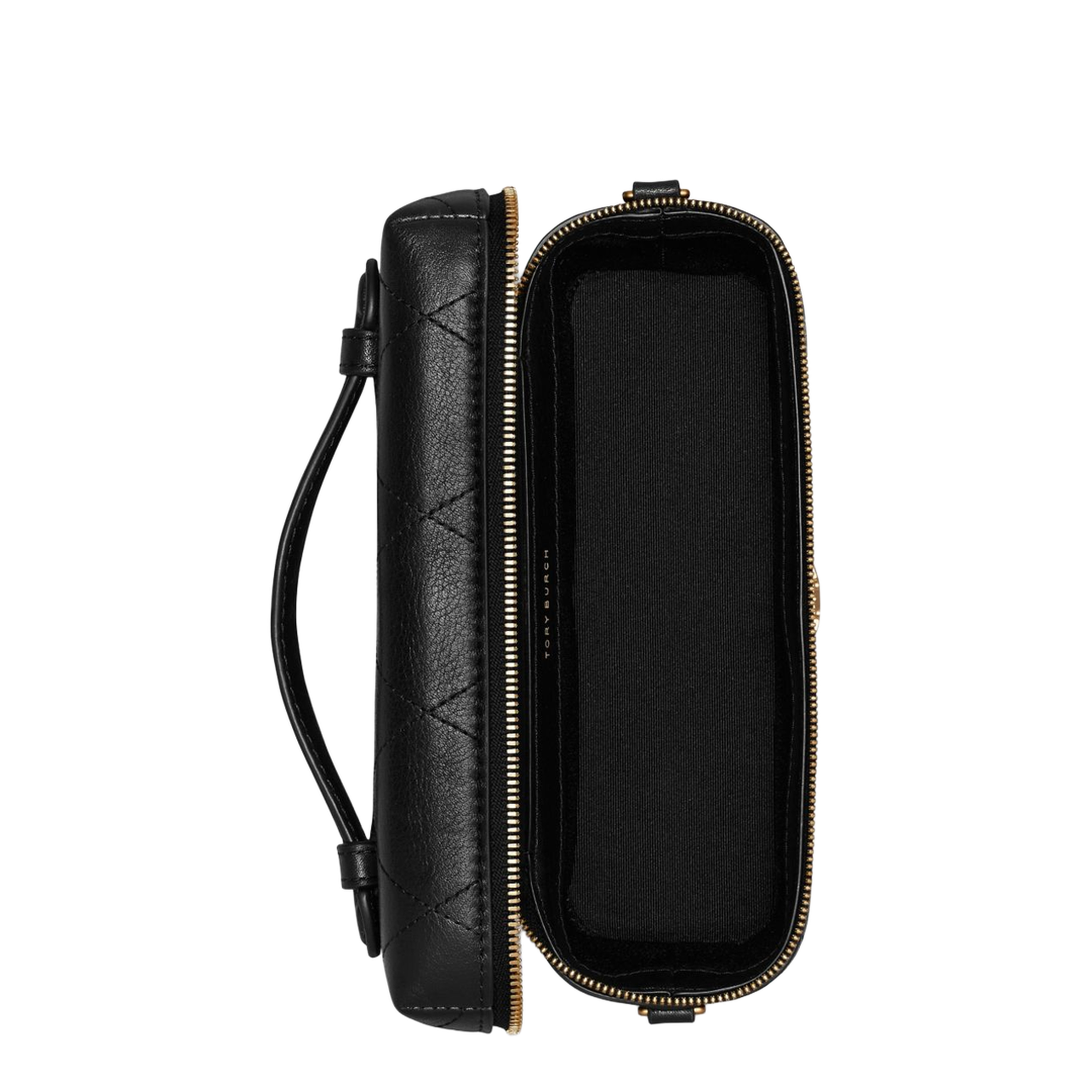 Charlie Quilted Pebbled Leather Vanity Case - Black - Image 6