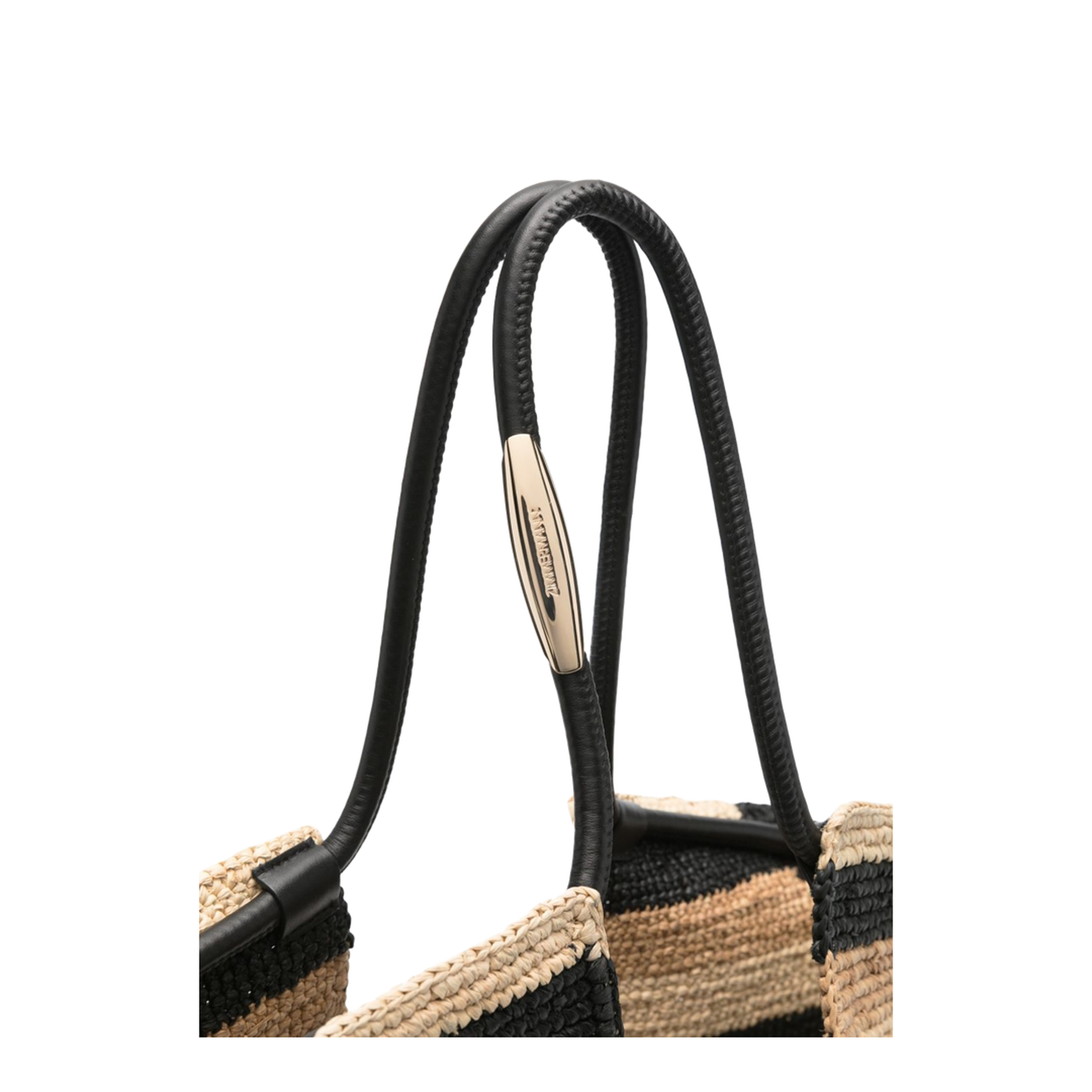 Goldentime Large Raffia Tote - Black Stripes - Image 5