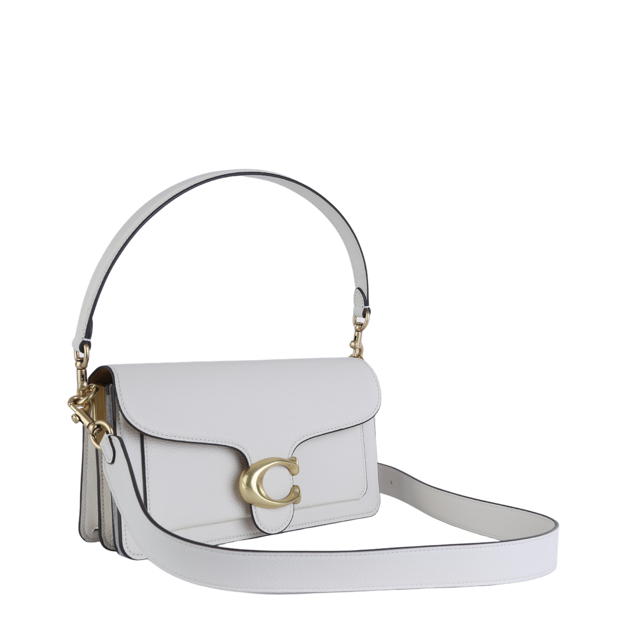 Tabby Medium Polished Pebble Leather Shoulder Bag - Chalk - Image 3