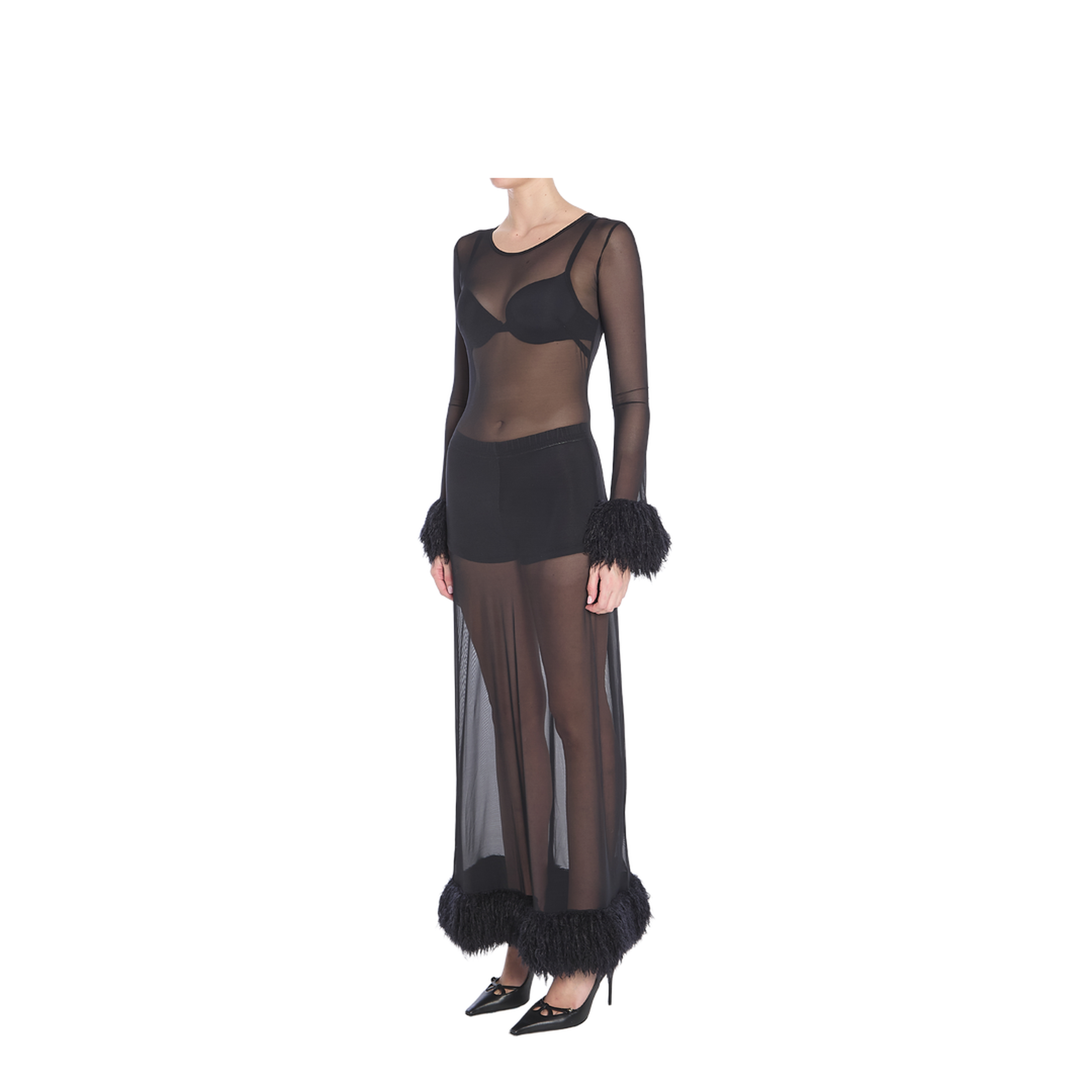 Mesh Jersey Long Dress - Image 2