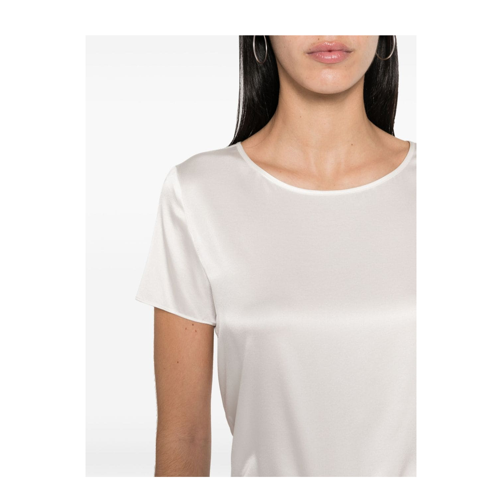 White Stretch-Silk Satin Weave Top - Image 3