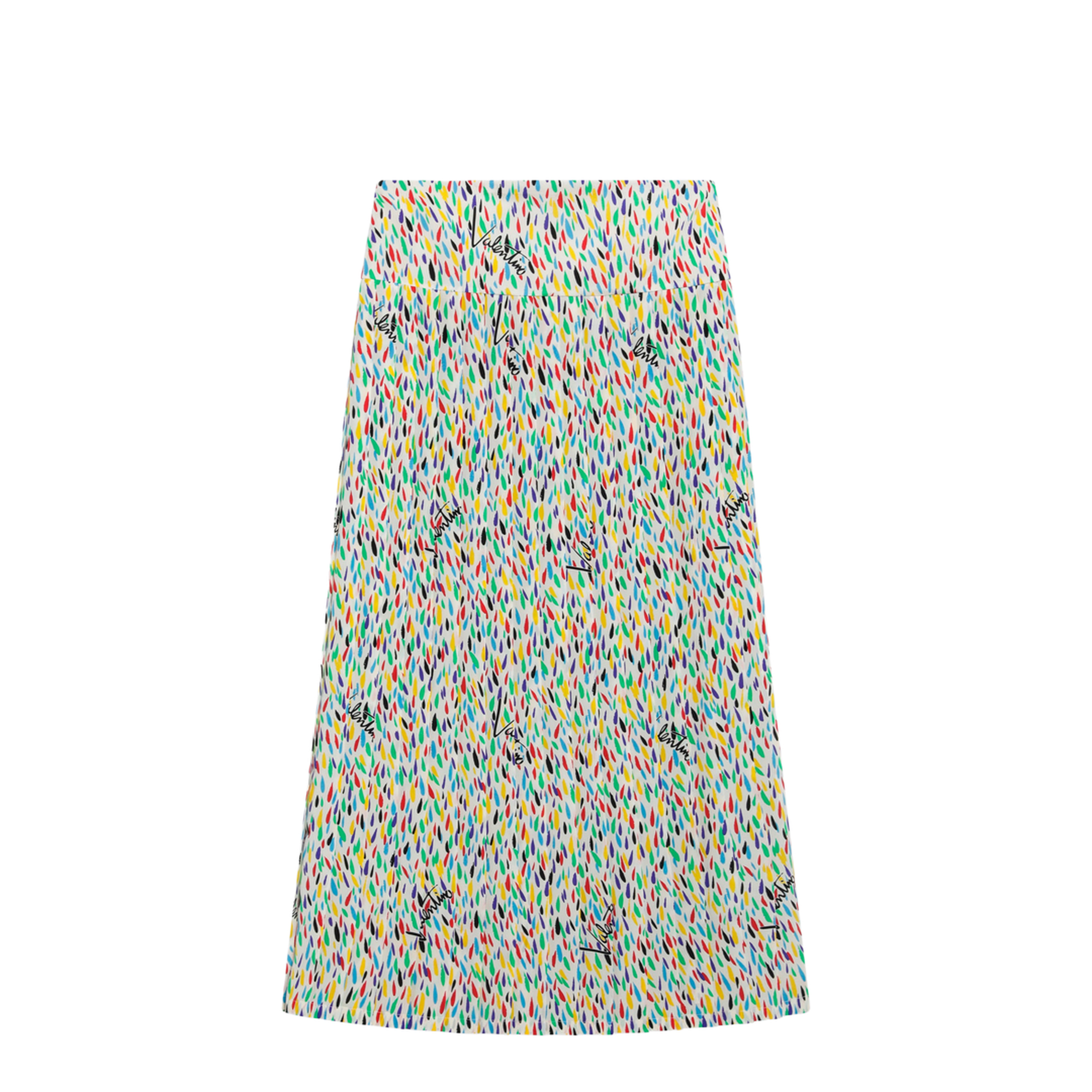 Multicolored Pleated Silk Midi Skirt - Image 1