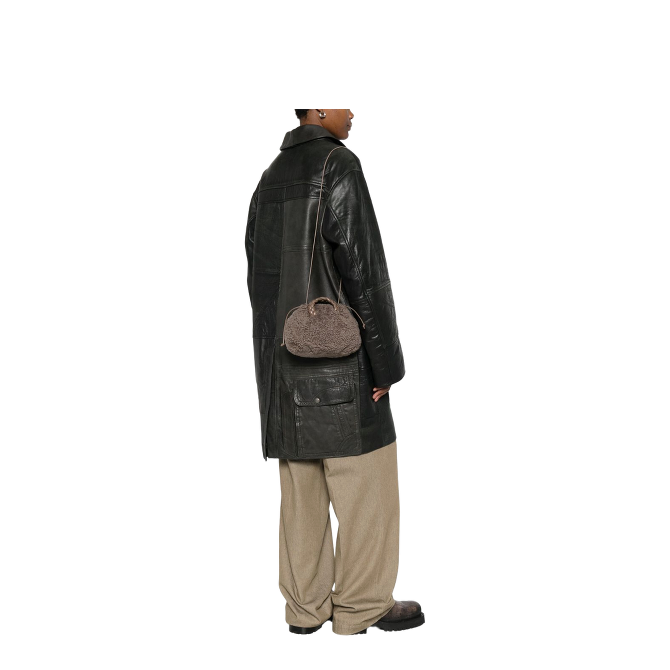 Arta Mini Leather & Shearling Tote - Dusty Grey - Image 3