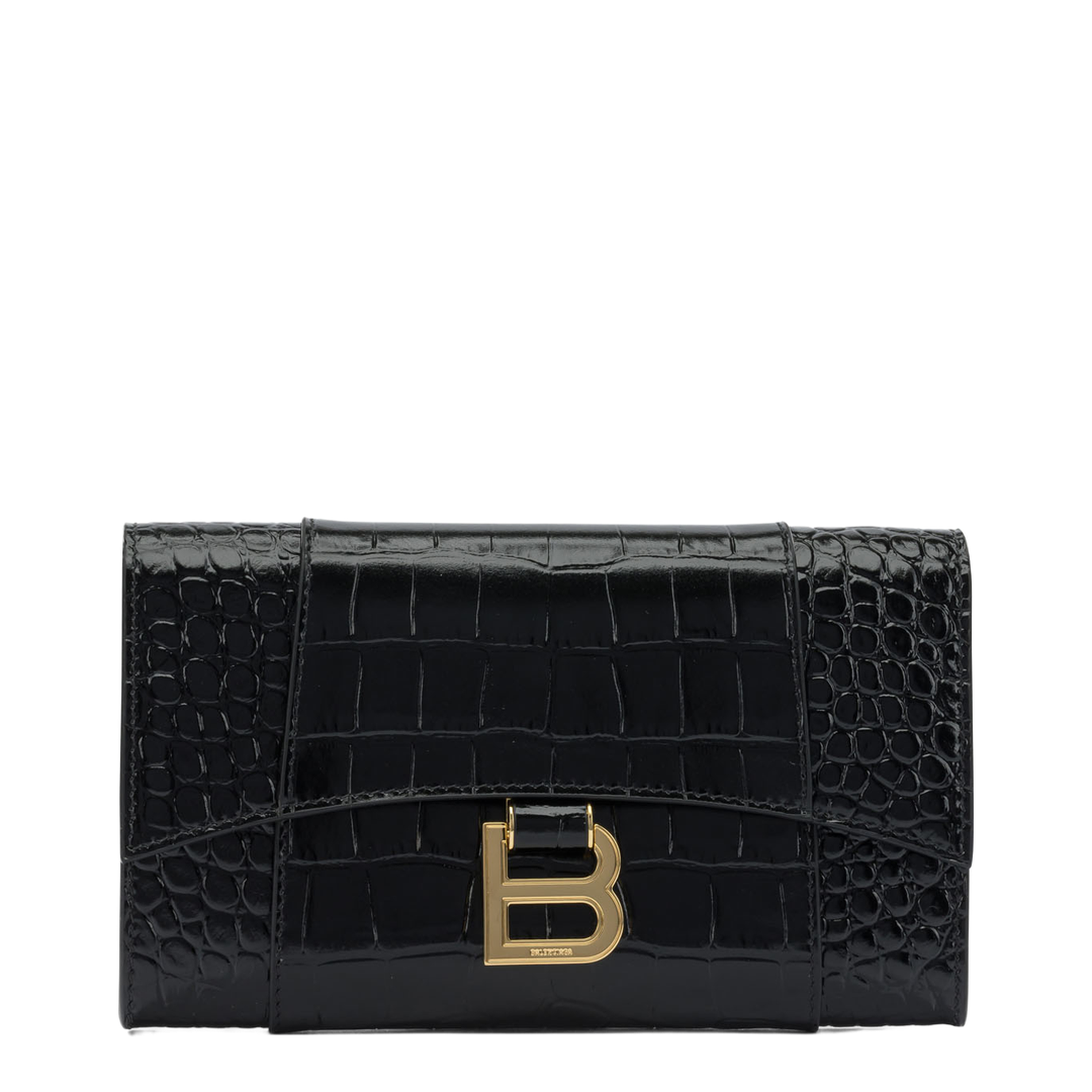 Hourglass Wallet on Chain Calf Leather - Black - Image 1