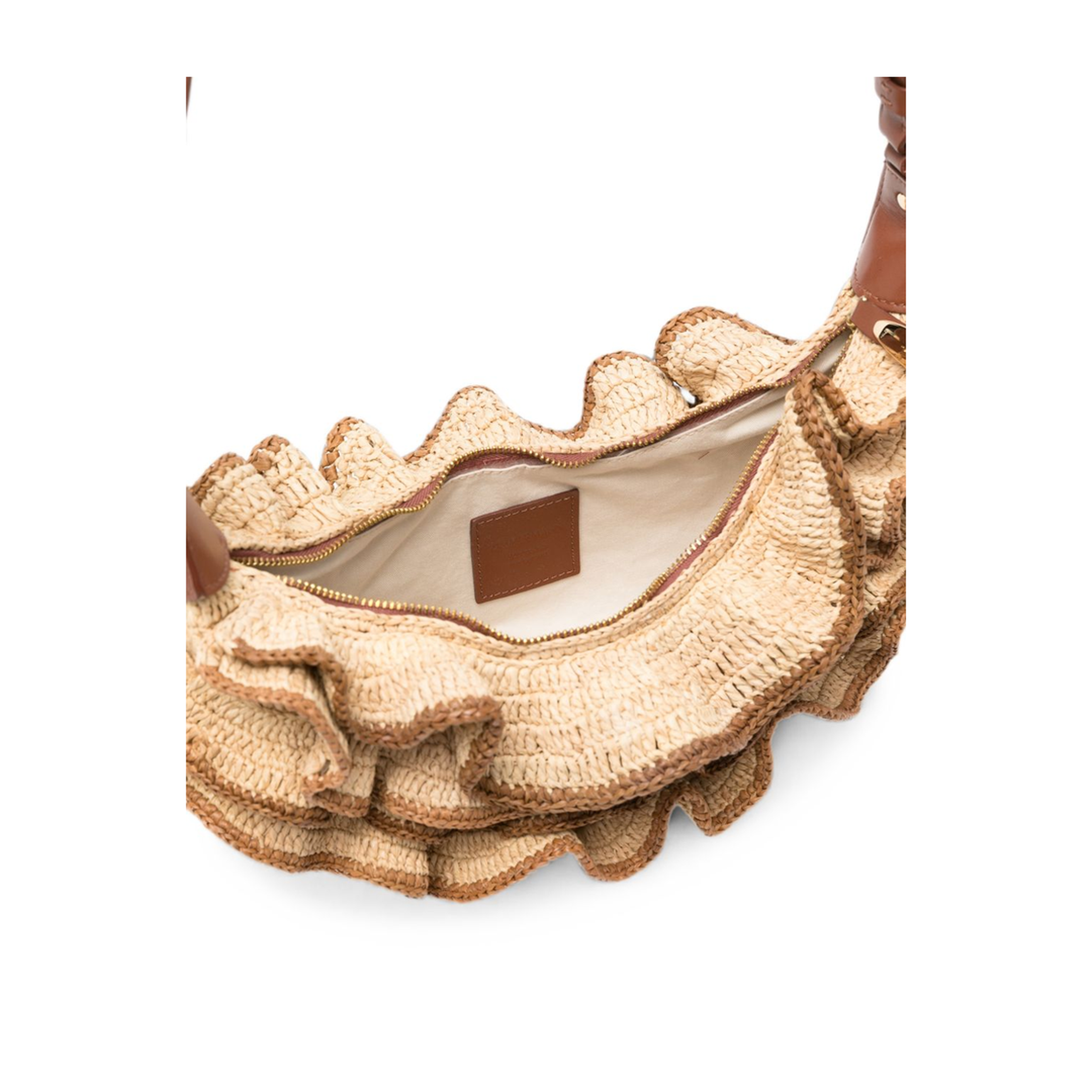 Paula's Ibiza Raffia with Calfskin Trim Shoulder Bag - Brown - Image 2