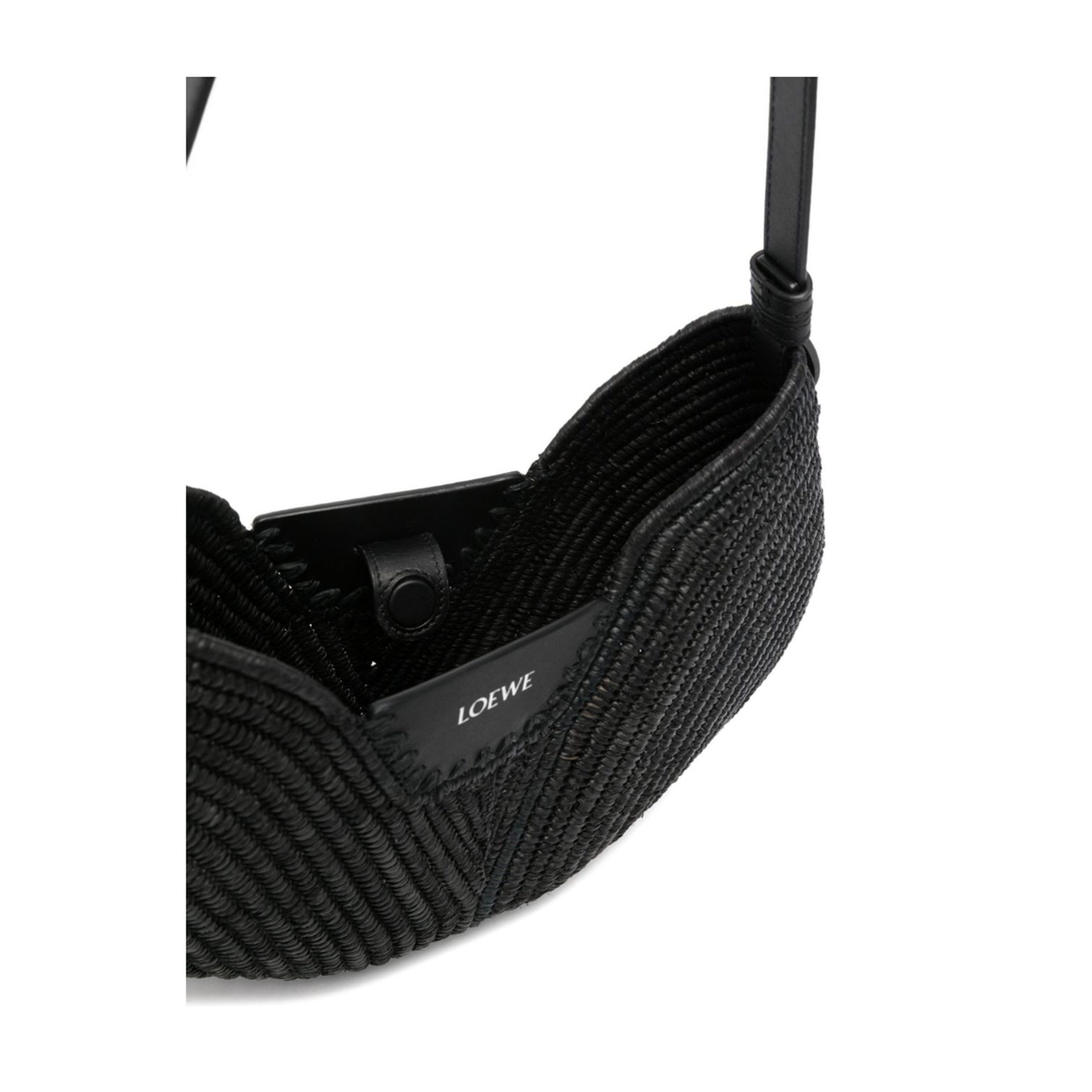 Swing Medium Raffia Shoulder Bag - Black - Image 3