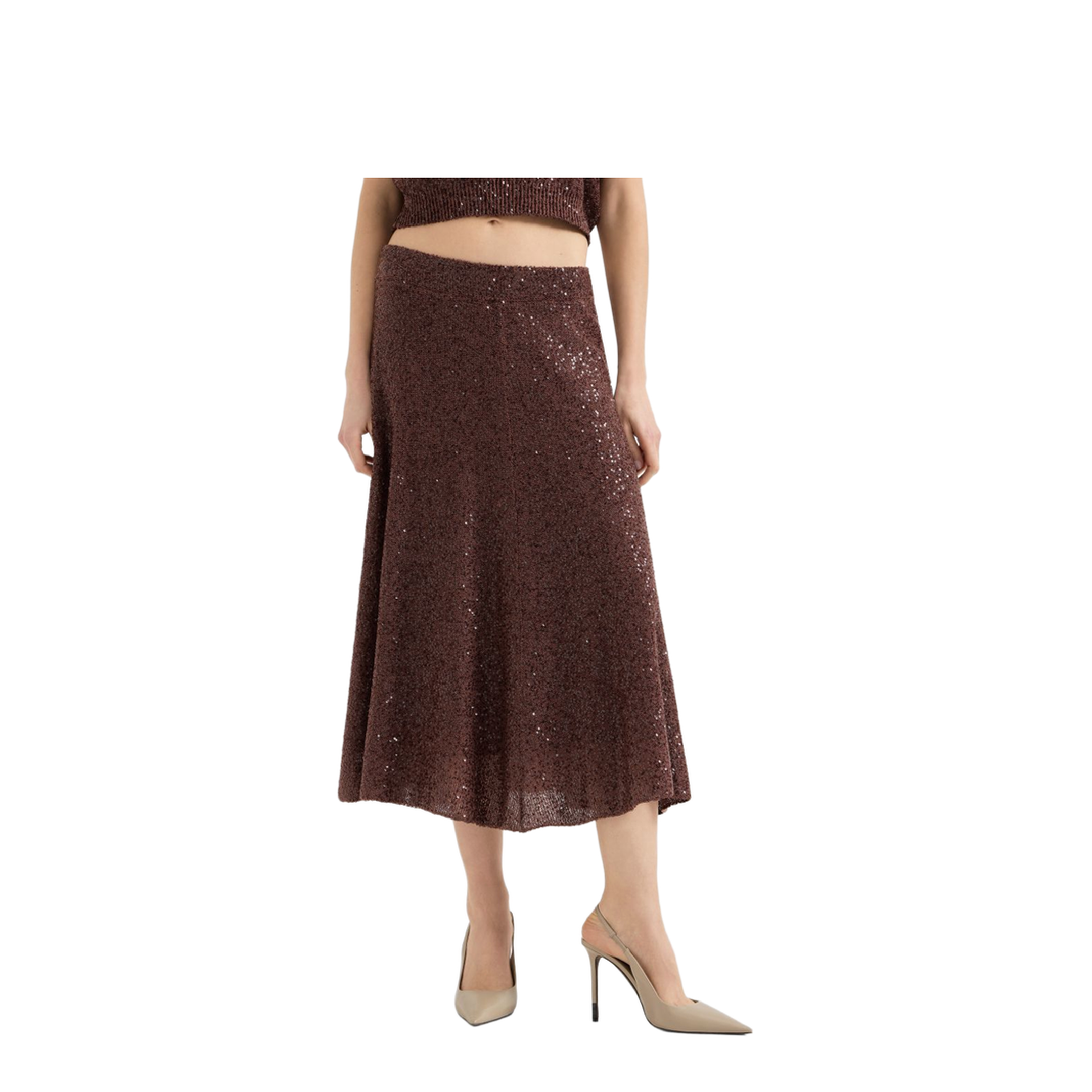 Mid Length A Line Skirt - Brown - Image 3