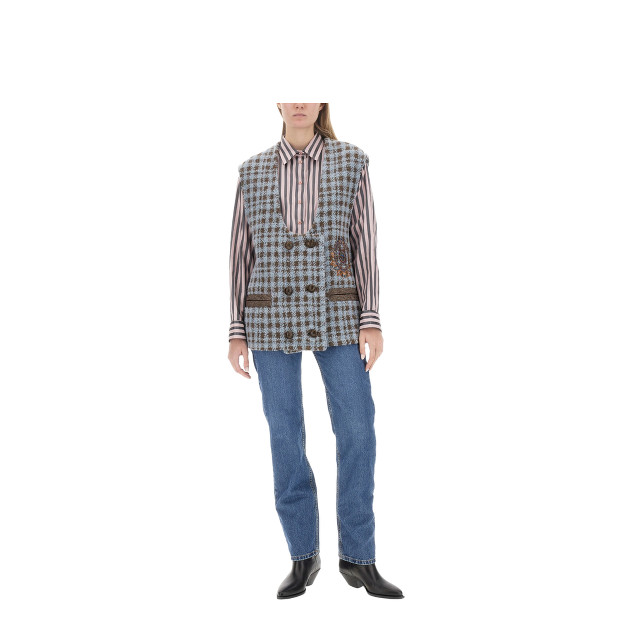 Checked Wool Blend Vest - Image 2