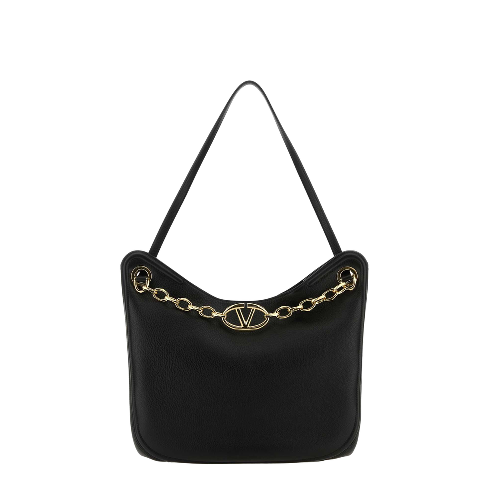 Garavani Black Leather Vlogo Moon Shopping Bag - Image 3