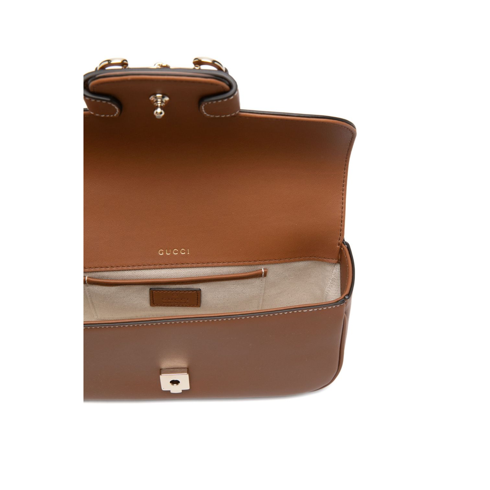 Horsebit 1955 Small Handle Bag Silk Nylon Brown - Image 5