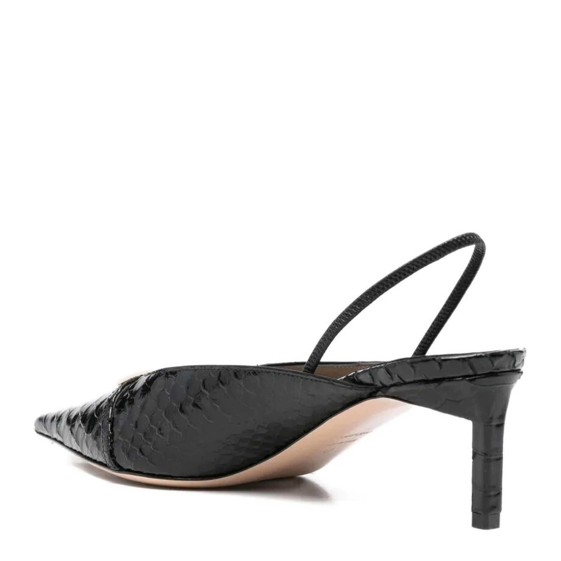 Julienne Semi Shiny Python-Effect Leather Slingback Pumps - Image 3