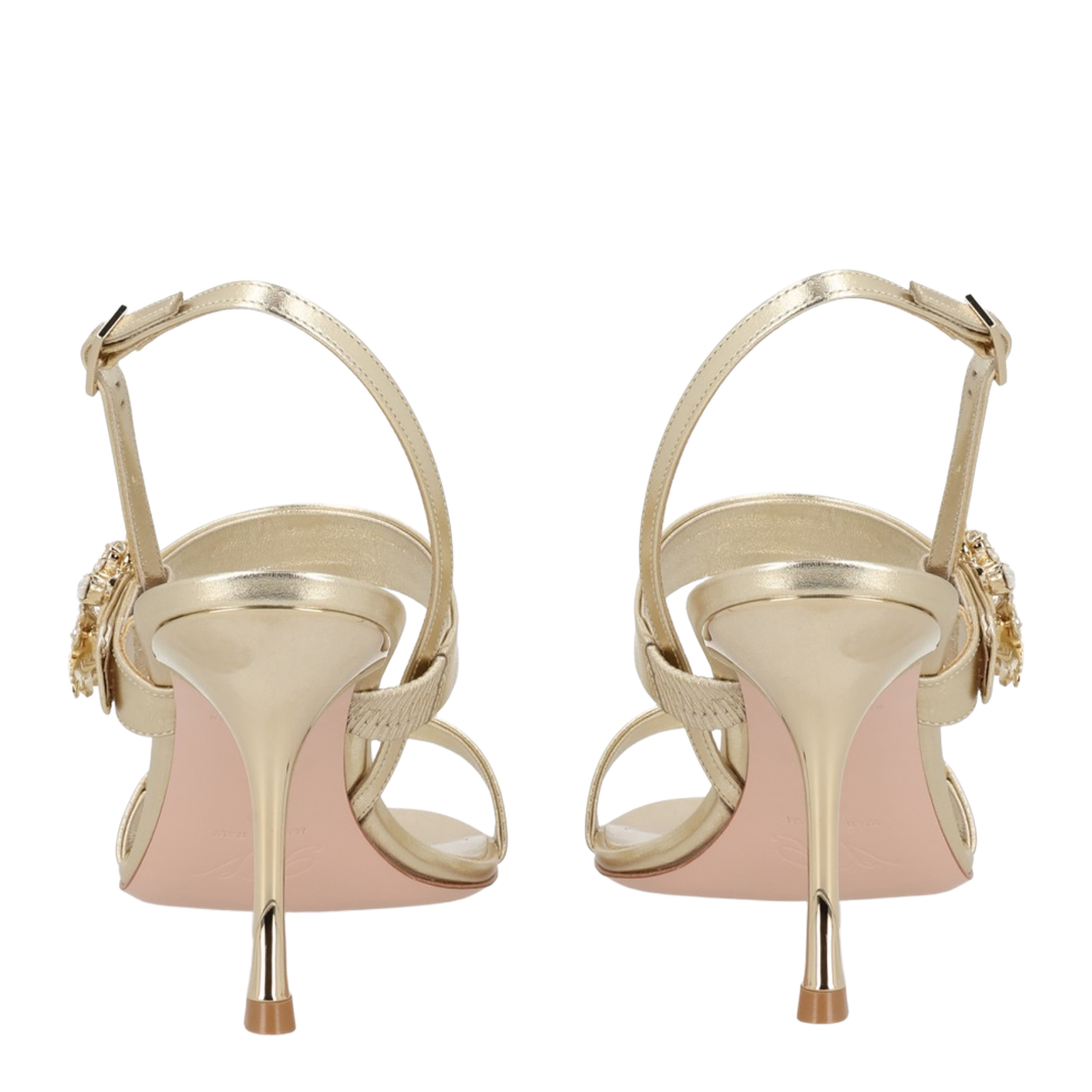 Gold Leather Efflorescence Sandals - Image 4