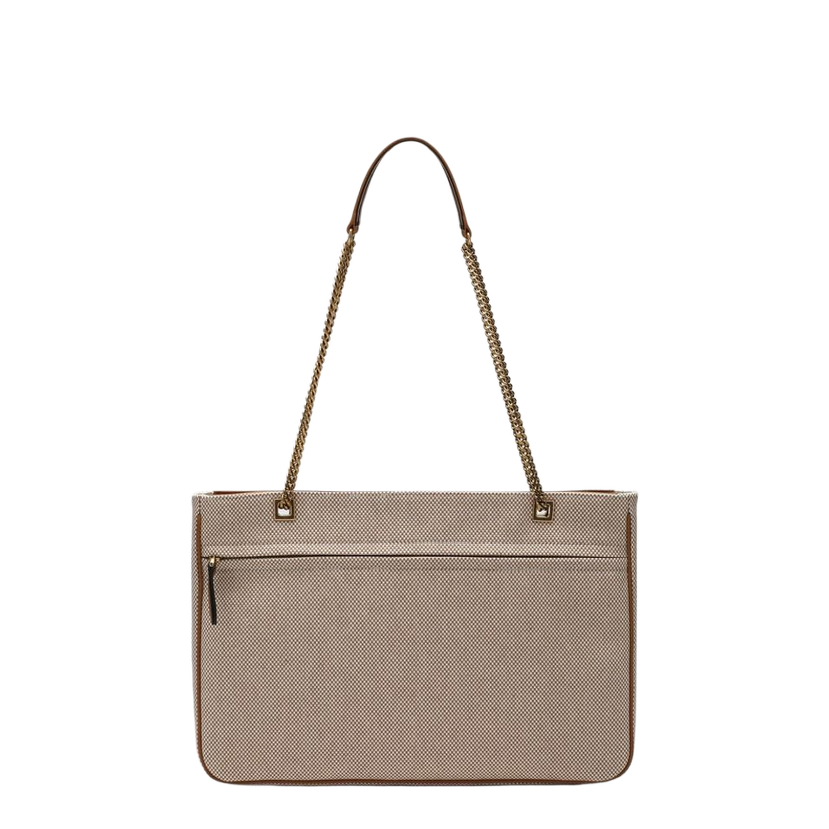 Medium-Sized Bag in Natural Canvas and Brown Leather - Image 2
