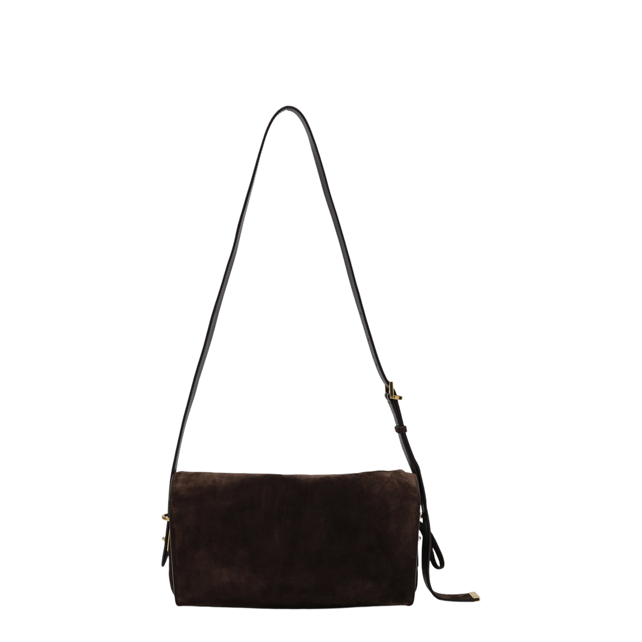 Le 7 Medium Suede Calfskin Shoulder Bag - Moka/Ruby - Image 2