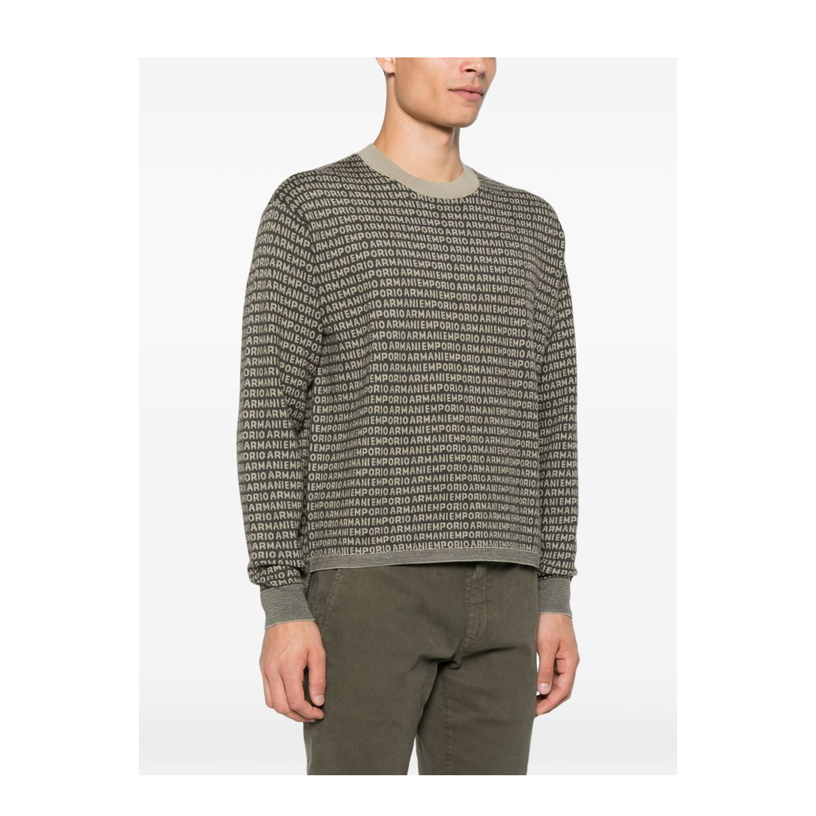 Virgin-Wool Jumper with All-Over Jacquard Signature Logo - Image 4