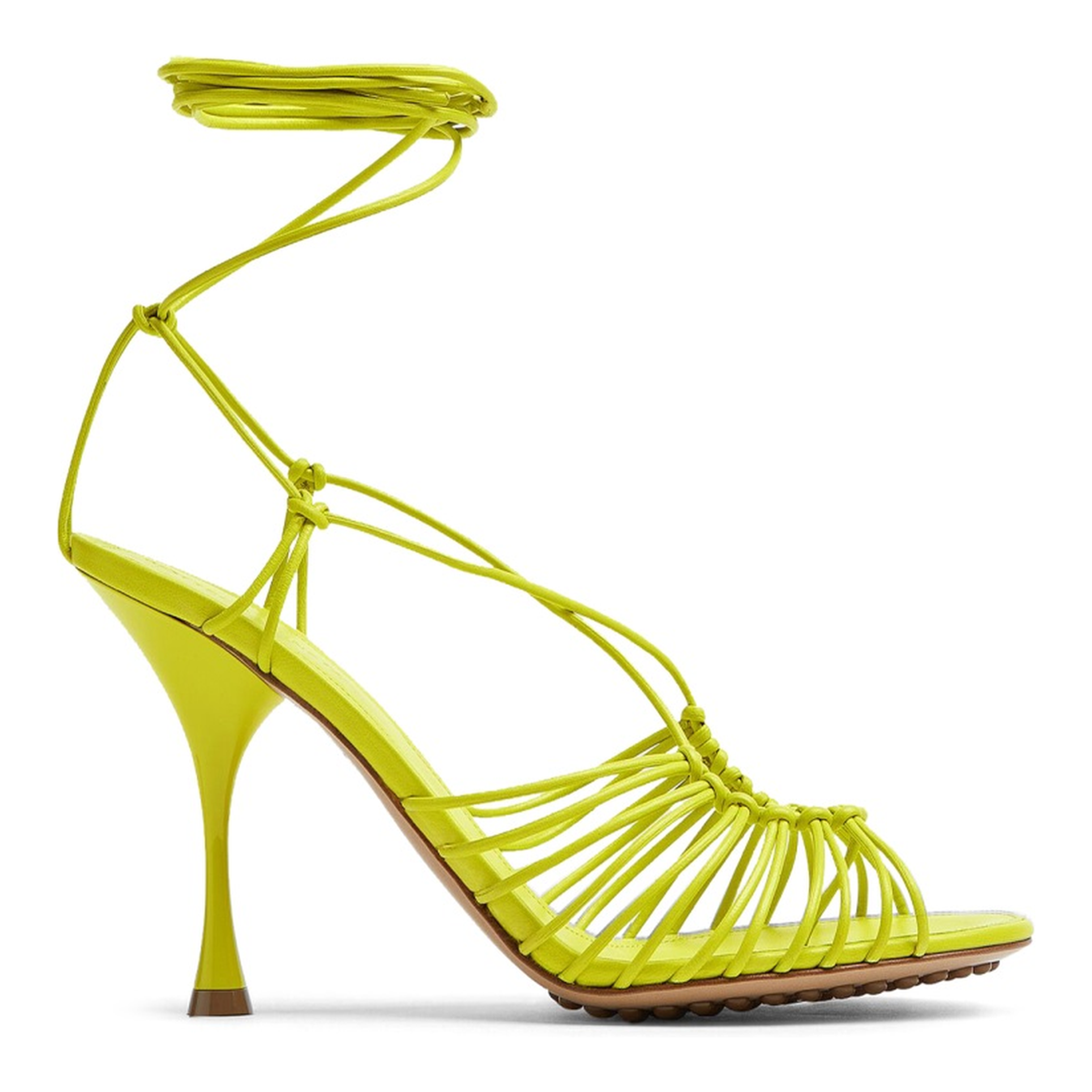 Acid Green Nappa Leather Dot Sandals - Image 1