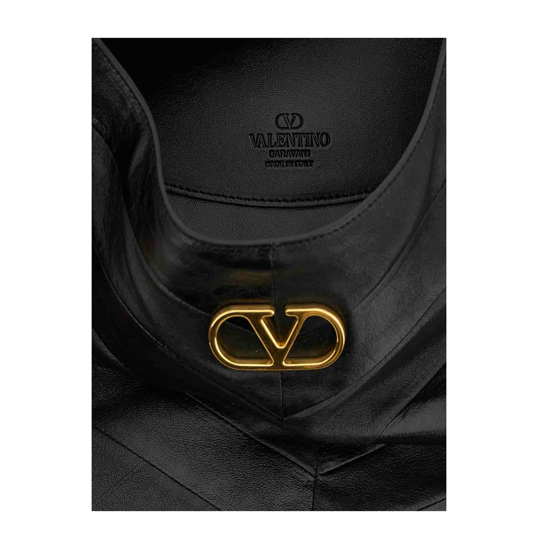 VLogo Signature Medium Calfskin Hobo Bag - Black - Image 4