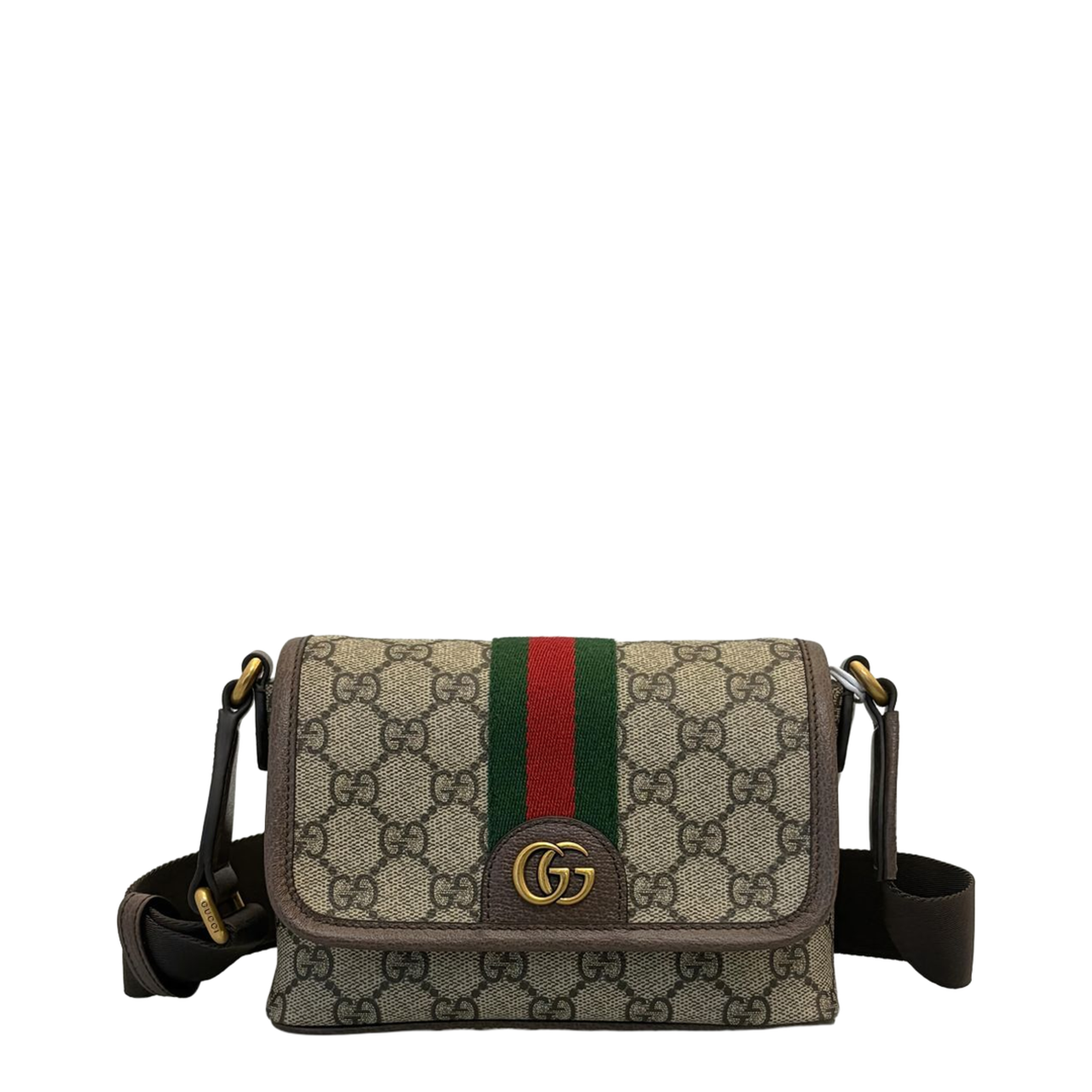 Ophidia Mini Bag Coated Fabric Crossbody - Beige/Dark Brown - Image 1