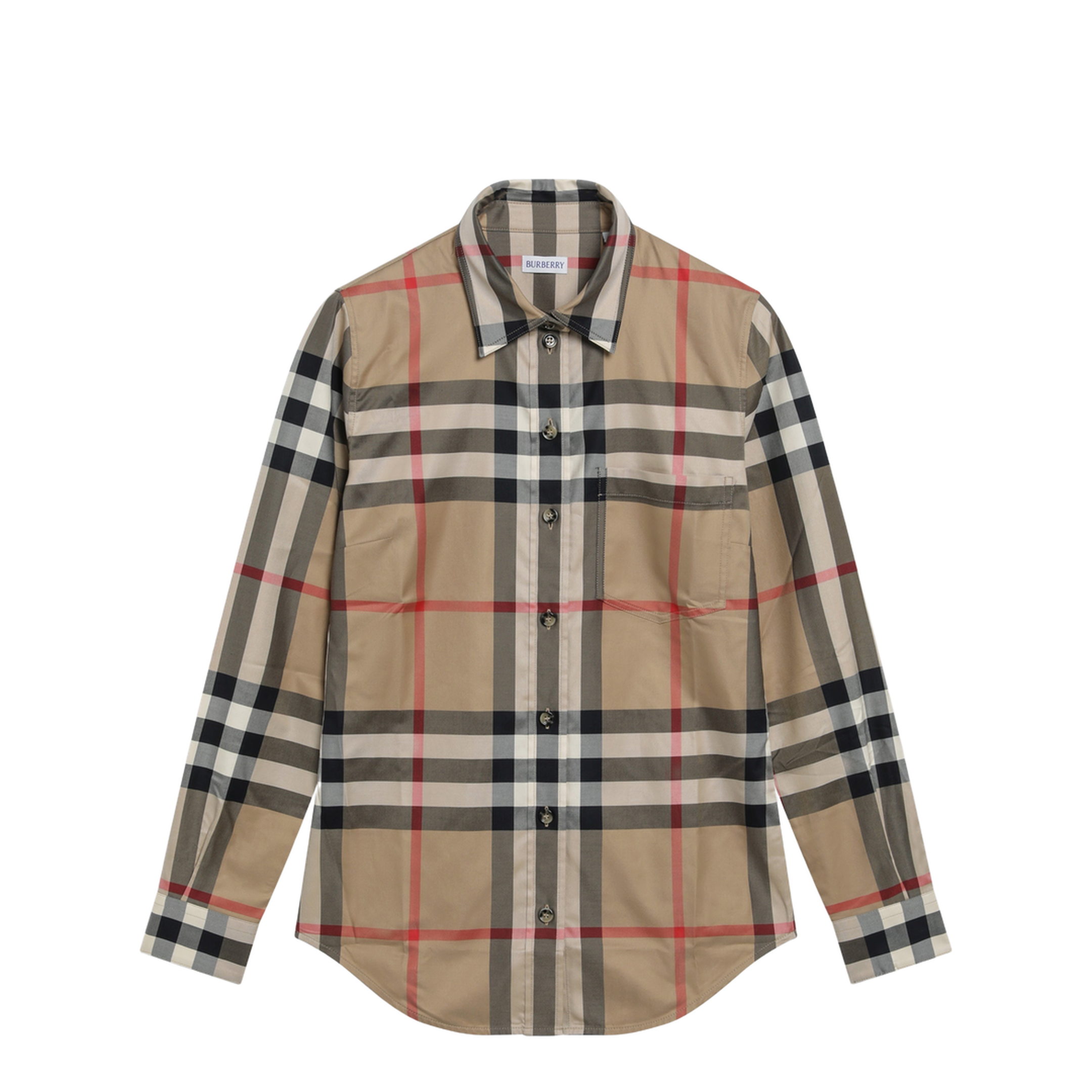 Slim-fit Cotton Twill Check Shirt in Archive Beige - Image 1