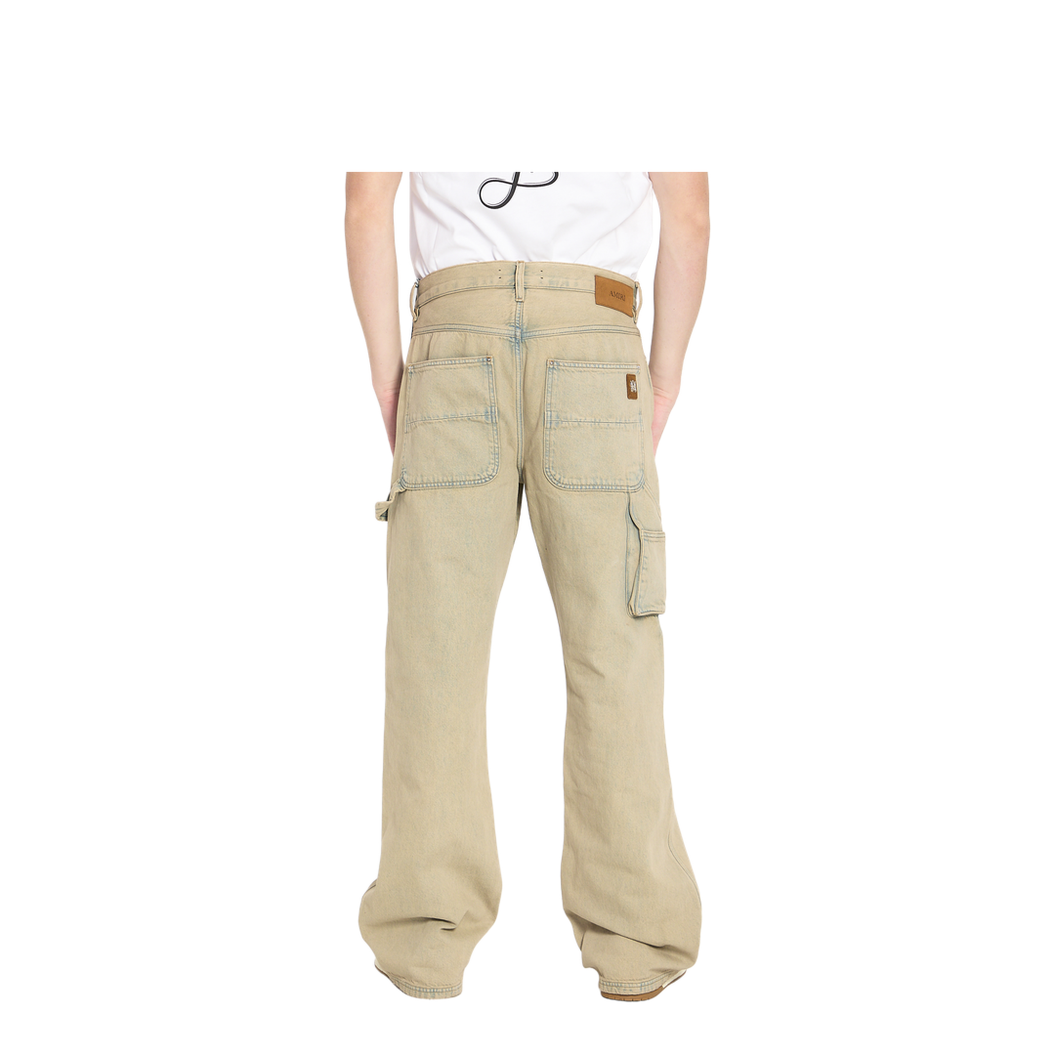 Beige Carpenter Multi-Pocket Denim Jeans - Image 4