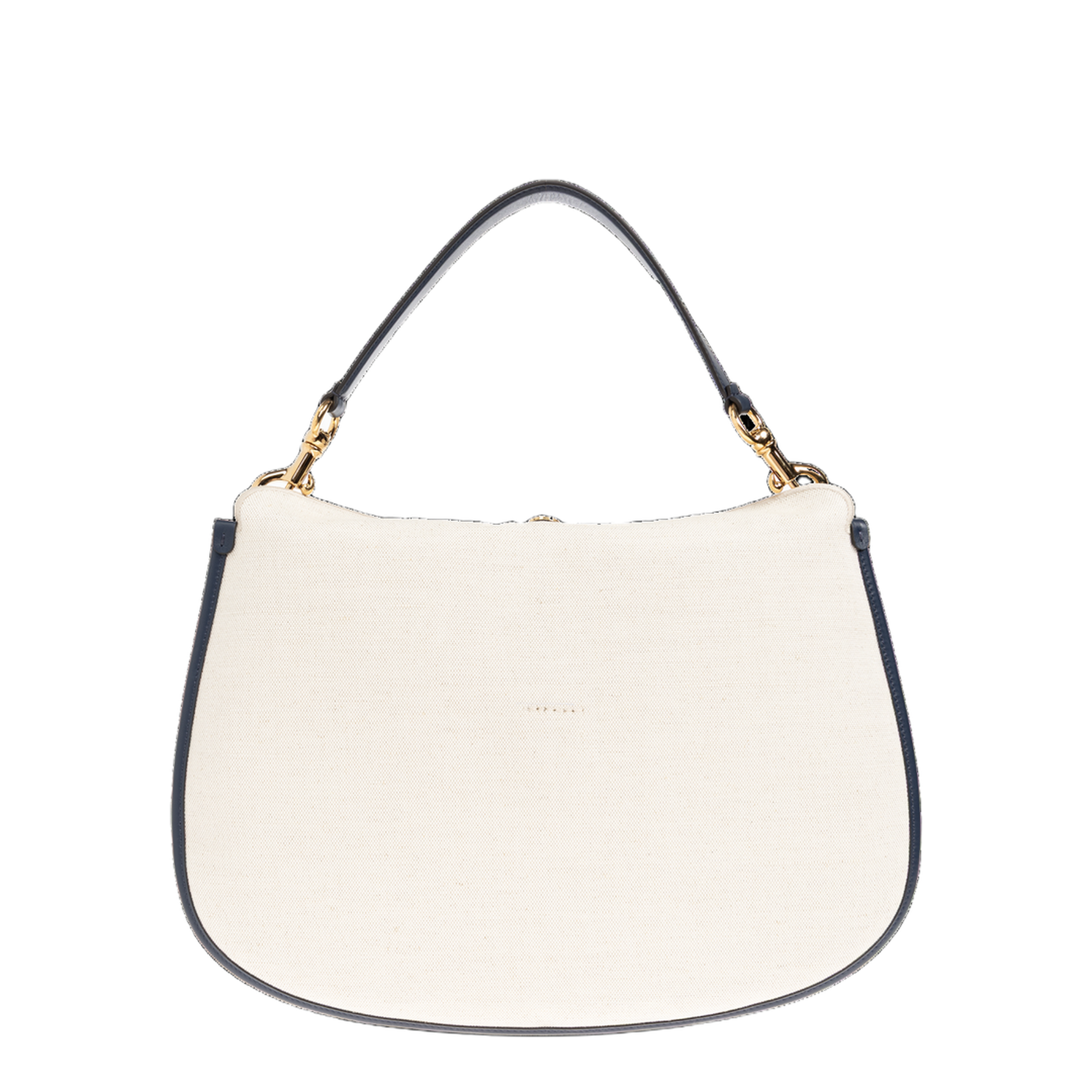 Pony Buckle Leather Shoulder Bag - Beige/Blue - Image 2