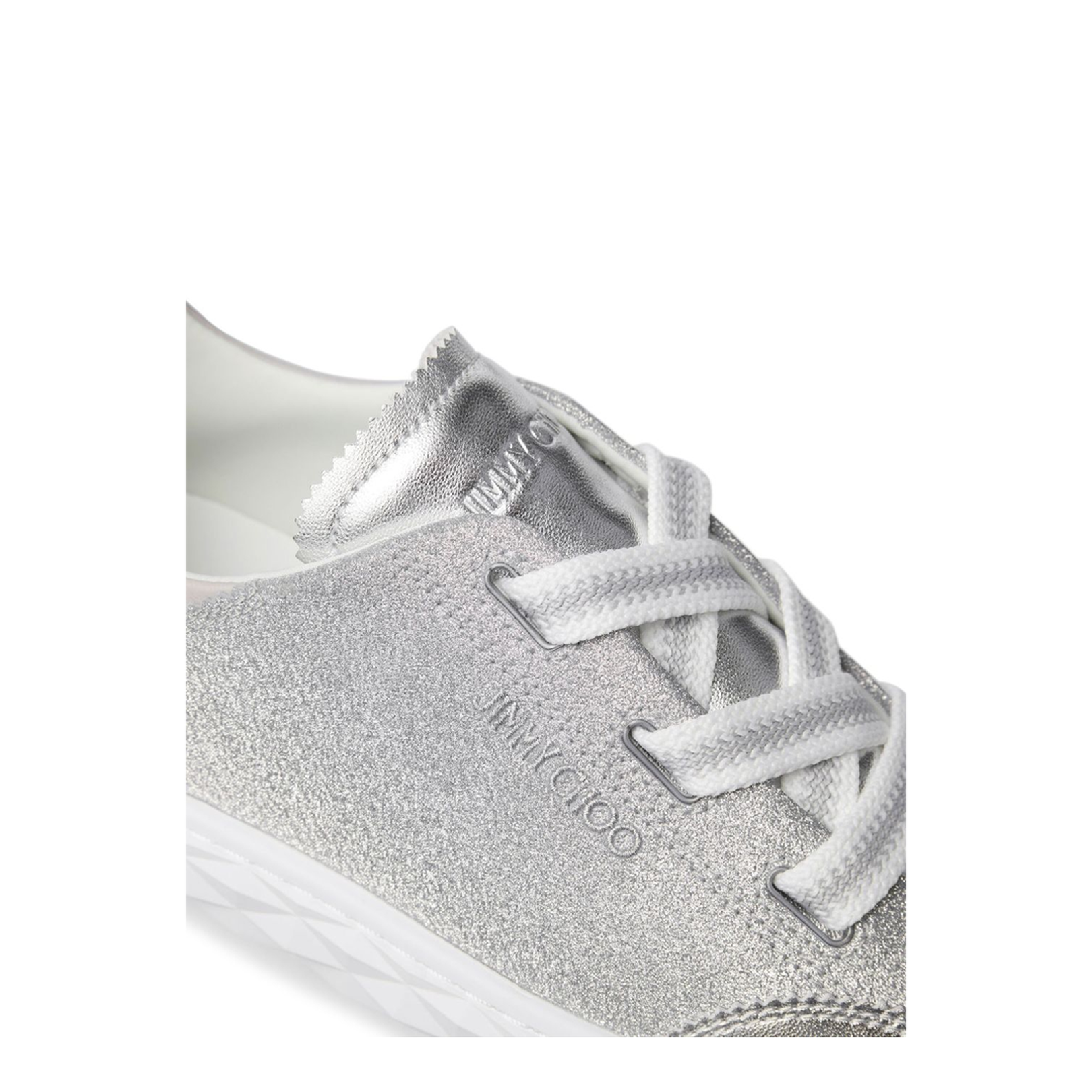 Silver Glitter Leather Trainers - Image 4