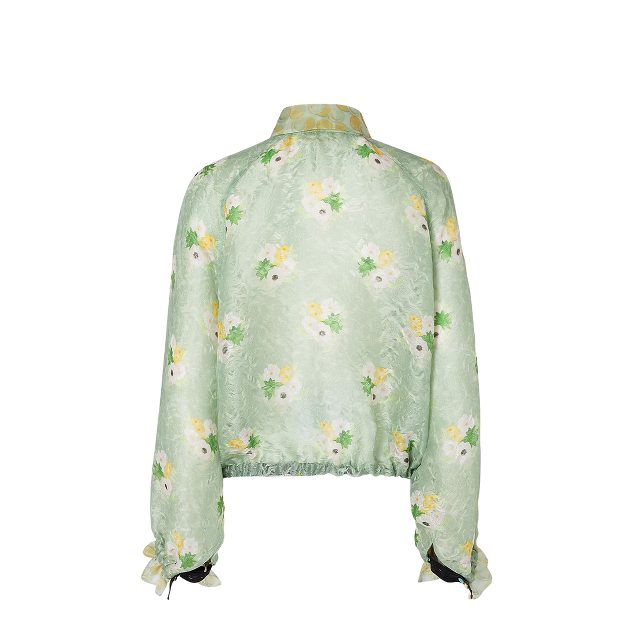 Light Green Organza Lace Bomber Jacket - Image 2
