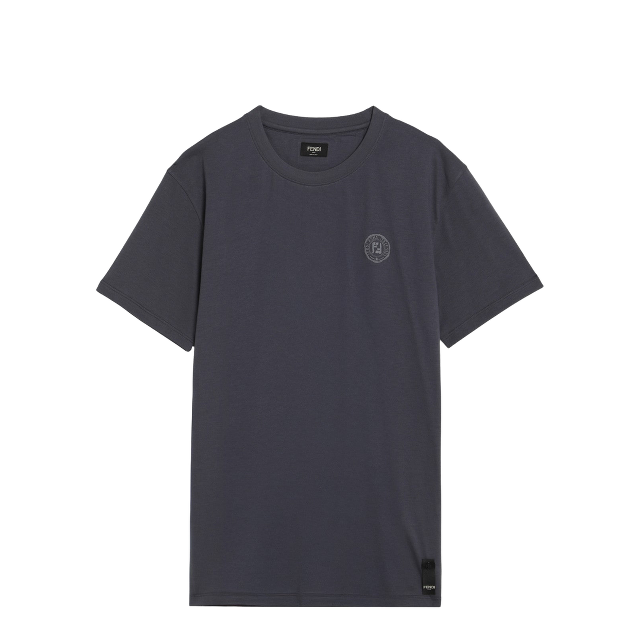 Slim-fit blue cotton T-shirt - Image 1