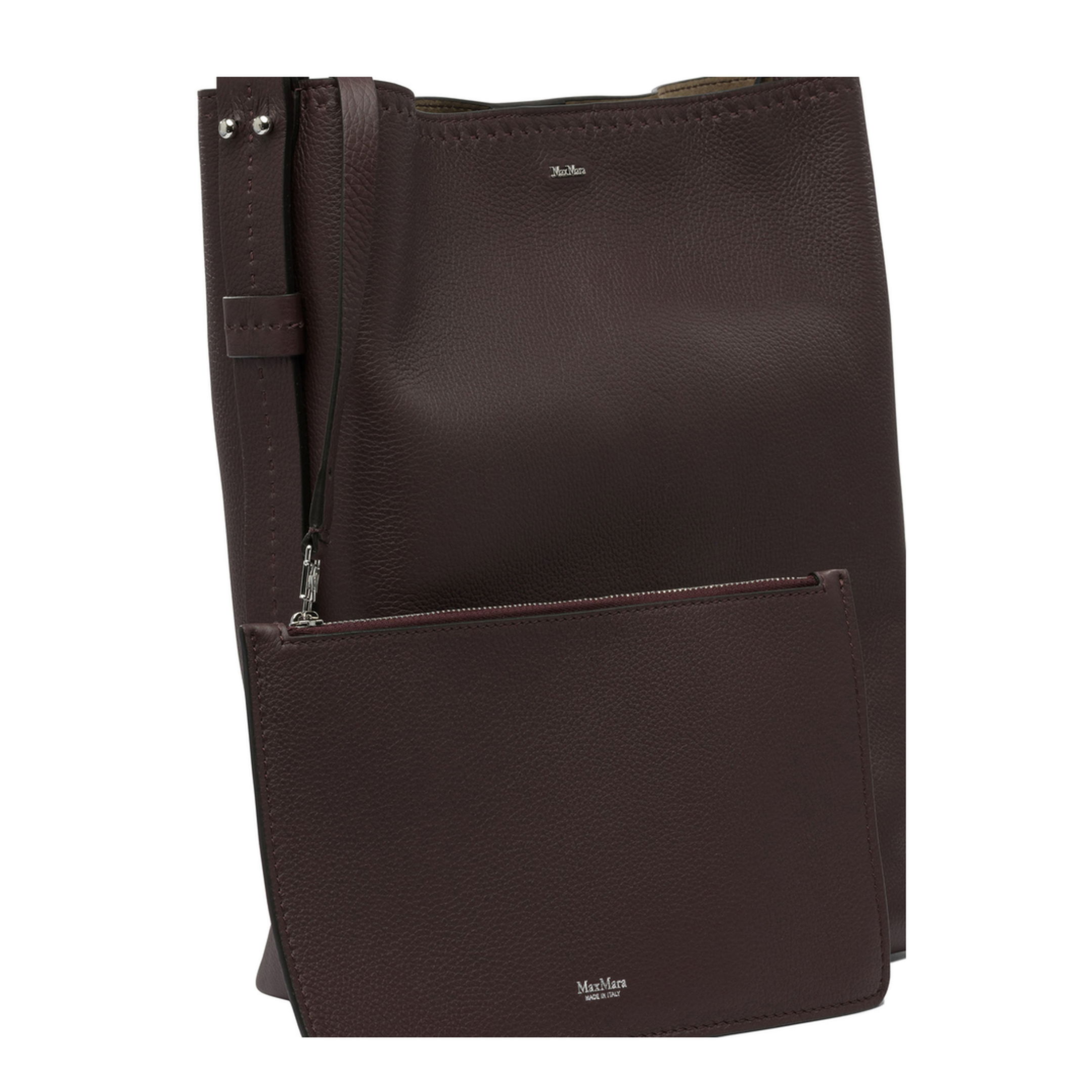Archetipo Calf Leather Bucket Bag - Bordeaux - Image 3