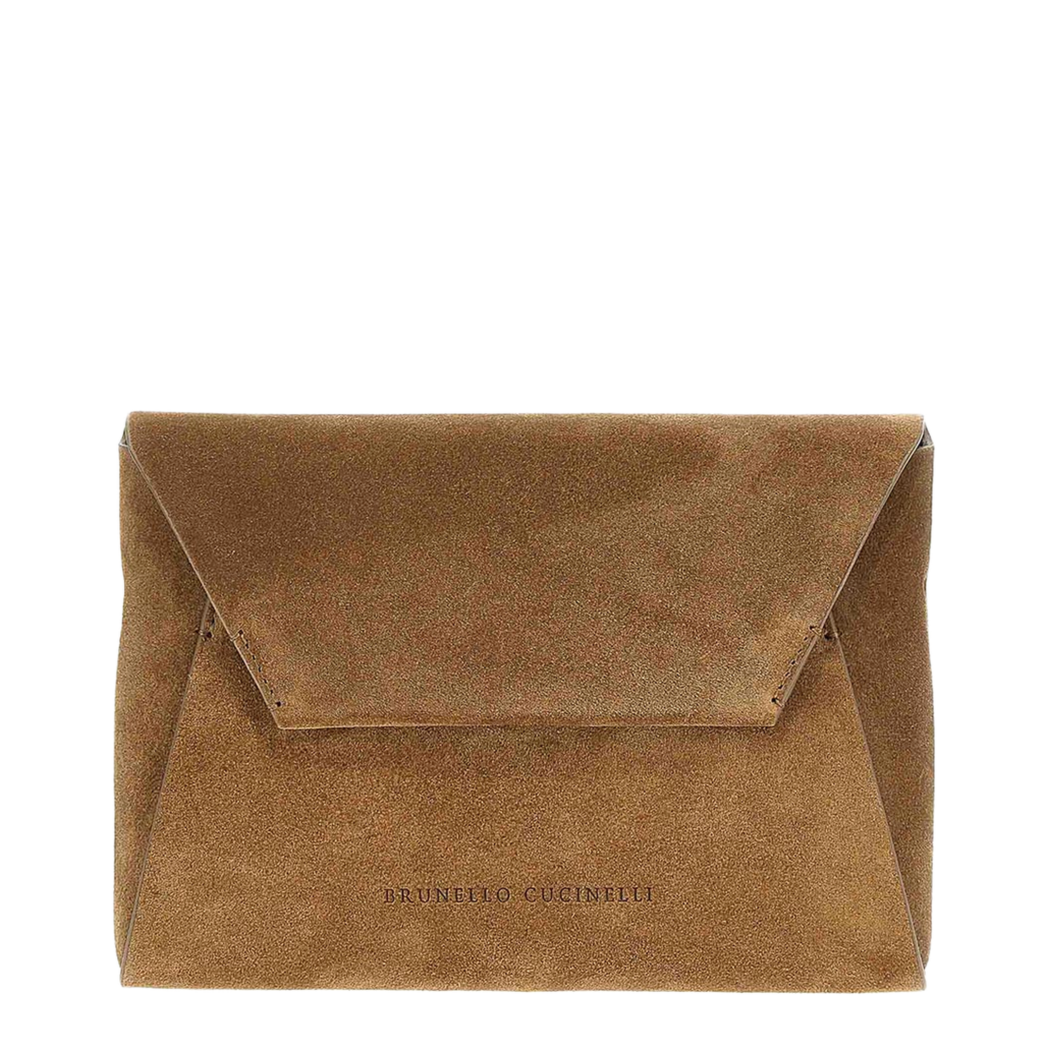 Suede Clutch Bag Brown - Image 1