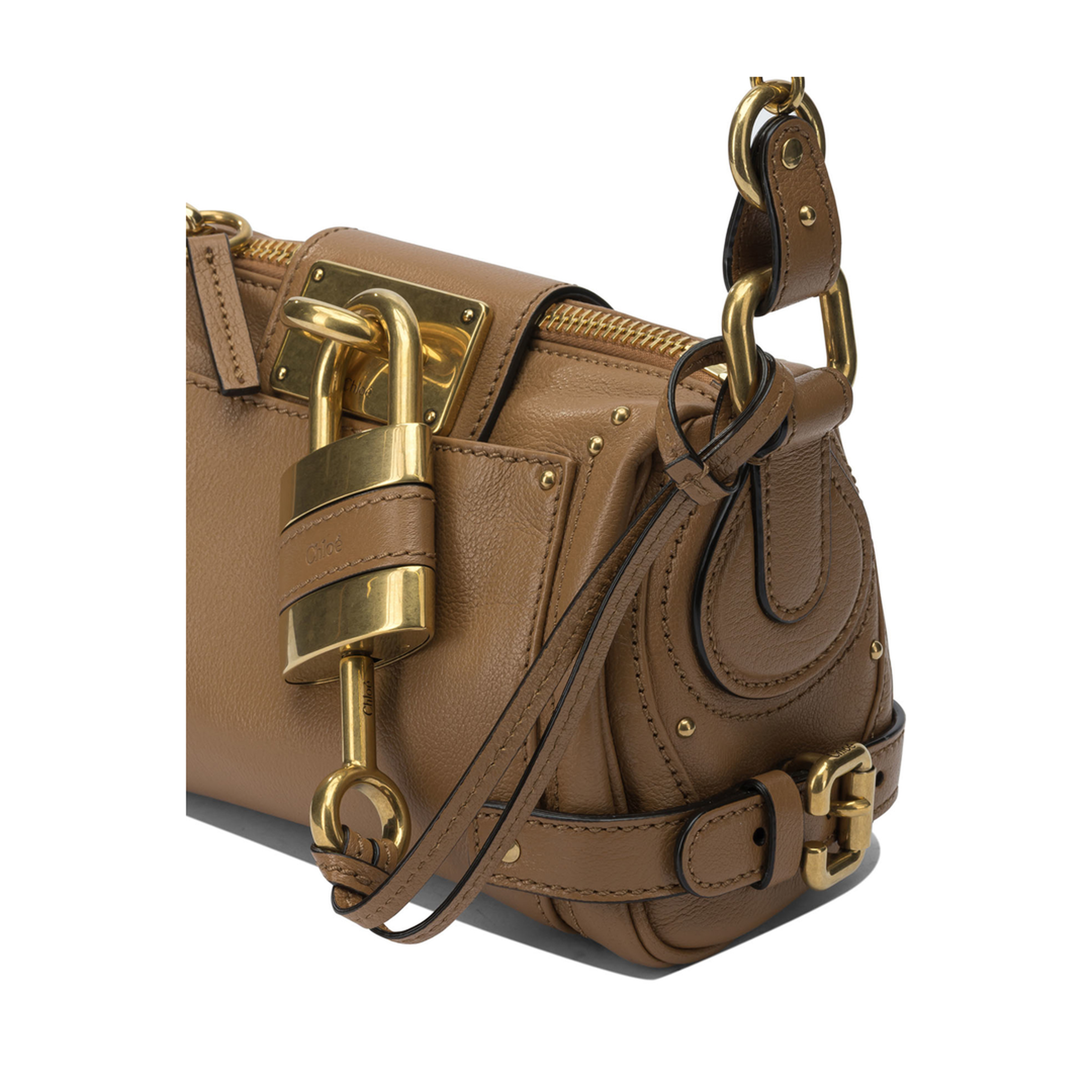 Paddington Small Grained Buffalo Leather Chain Bag - Mustang Brown - Image 4