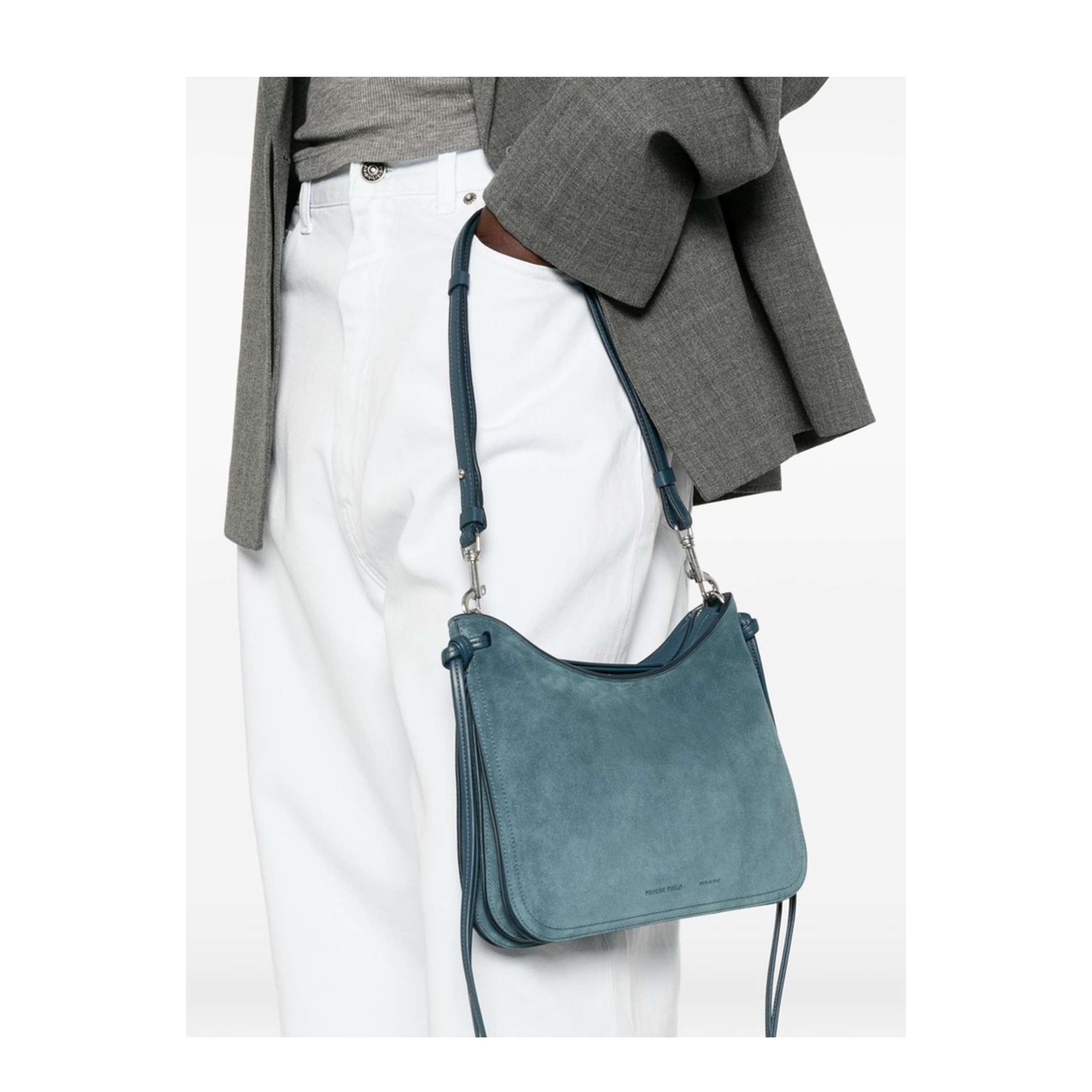 Gig Small Suede Shoulder Bag - Denim Blue - Image 4