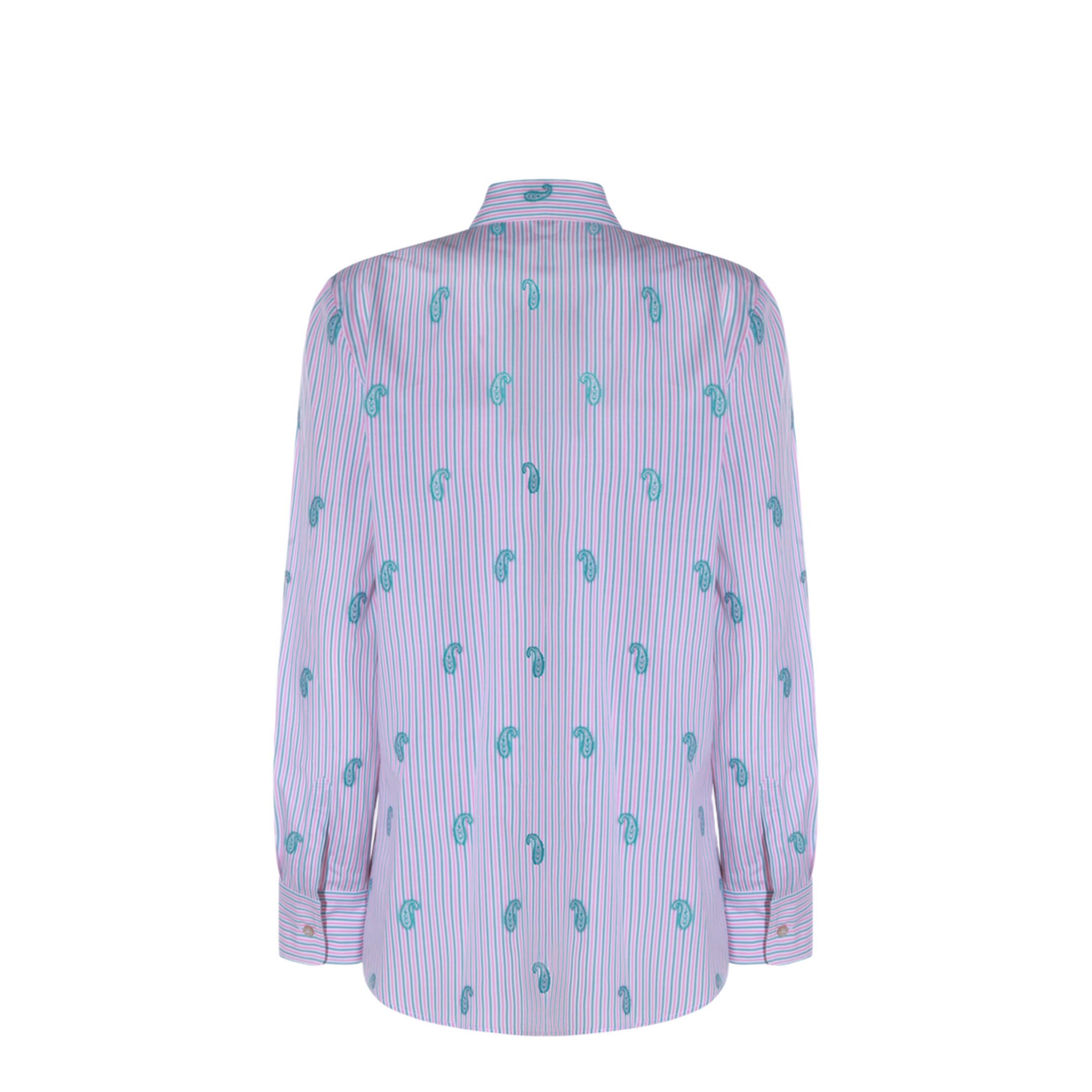 Striped Fil Coupé Paisley Cotton Jacquard Shirt - Pink - Image 4