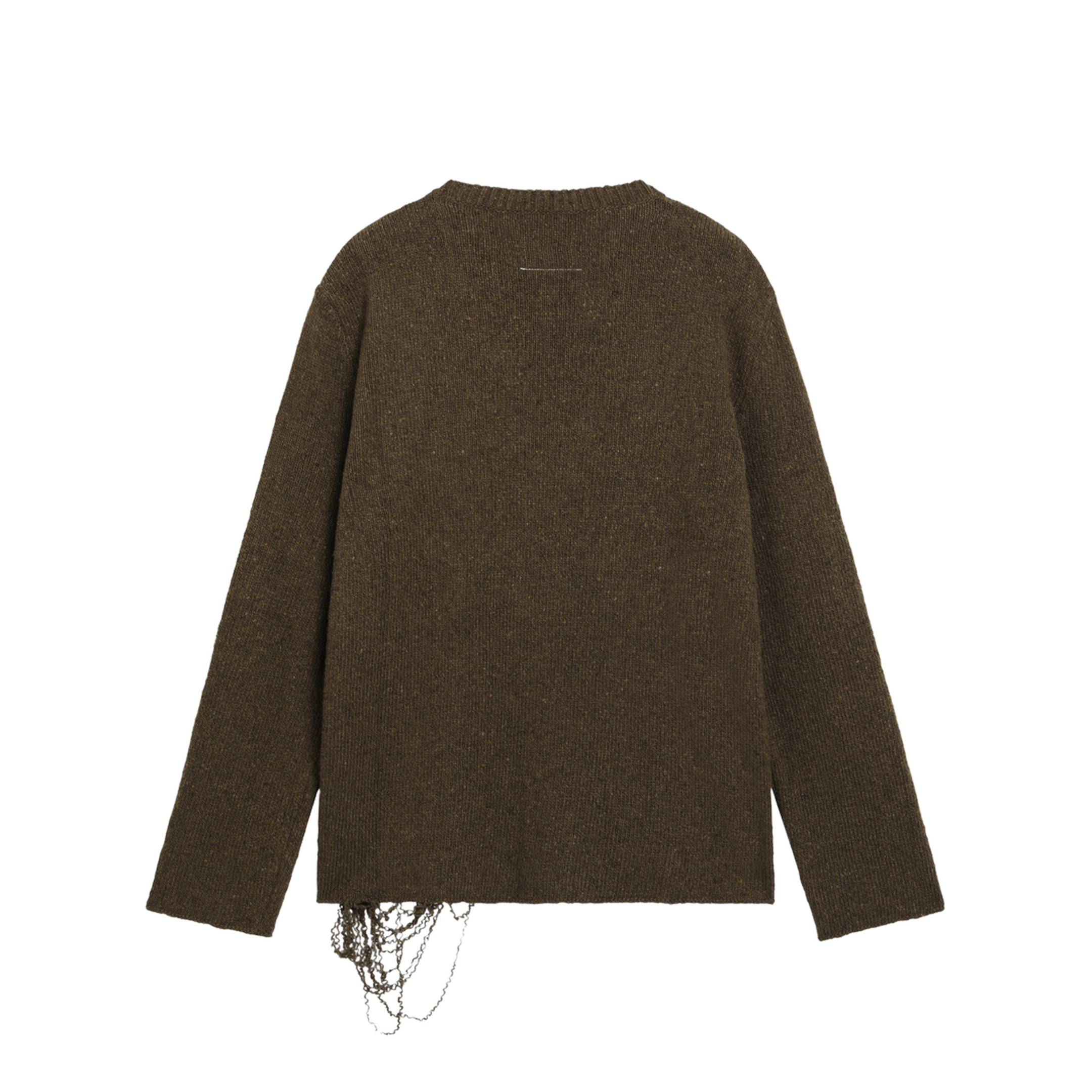Crew-neck sweater in khaki/black wool blend - Image 2