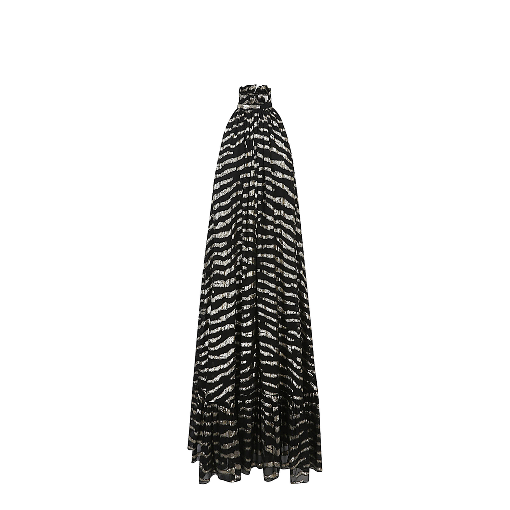 Long Dress in Lamé Tiger Silk - Black / Gold - Image 1