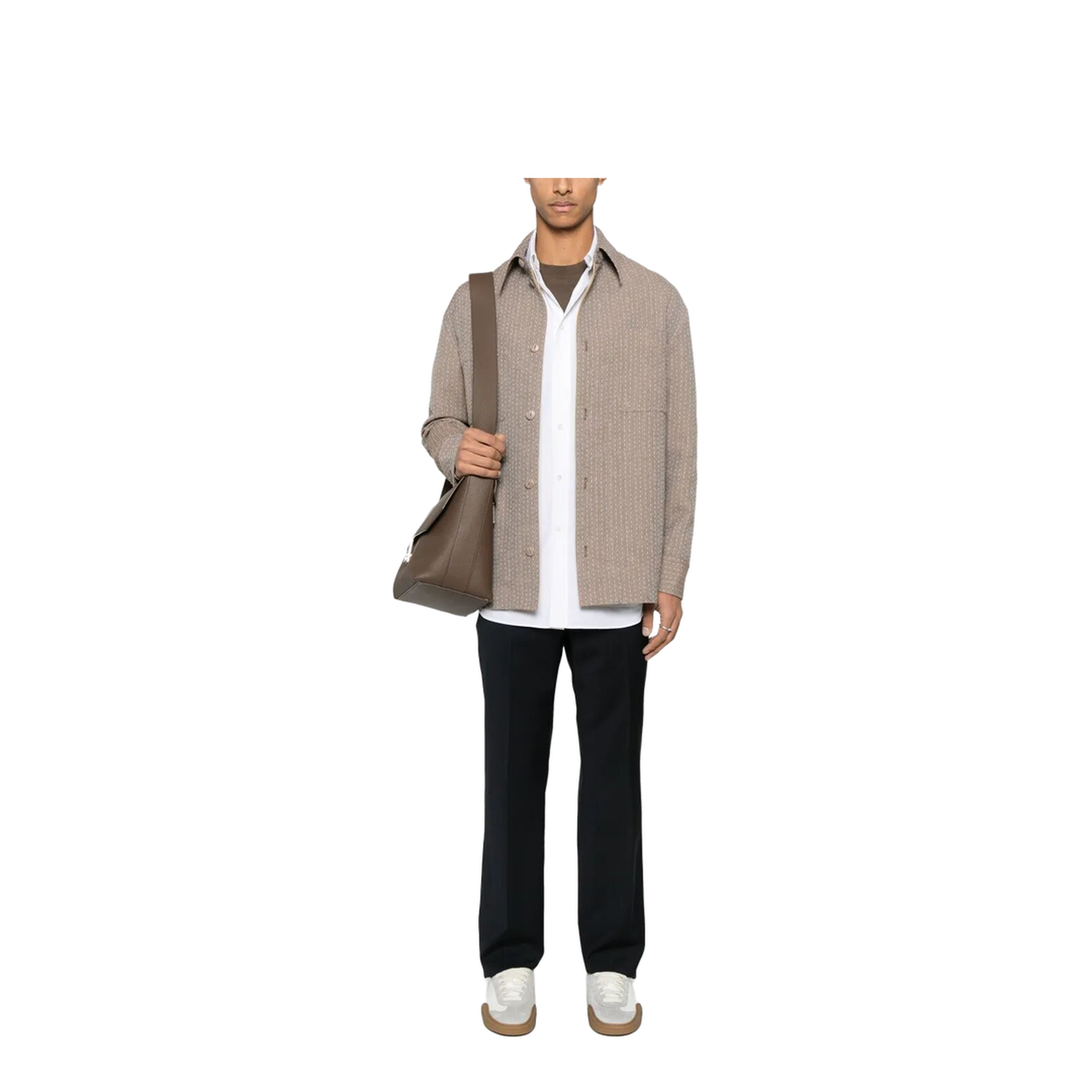 Topstitched Roma Lettering Cotton Shirt - Image 5