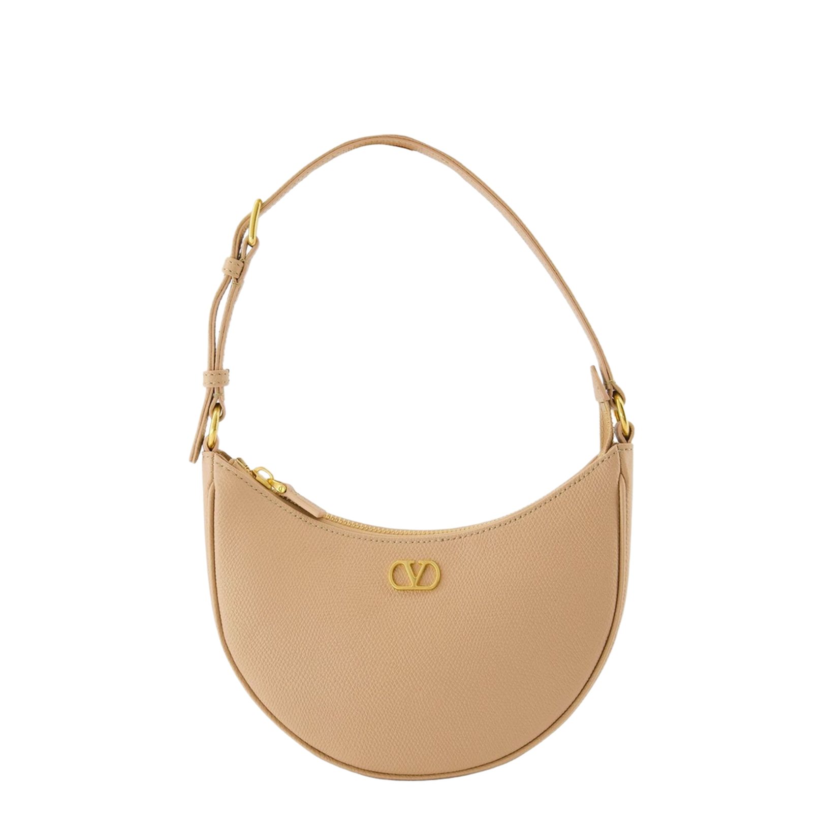 VLogo Signature Mini Hobo Bag In Grainy Calfskin - Beige-Pink - Image 1