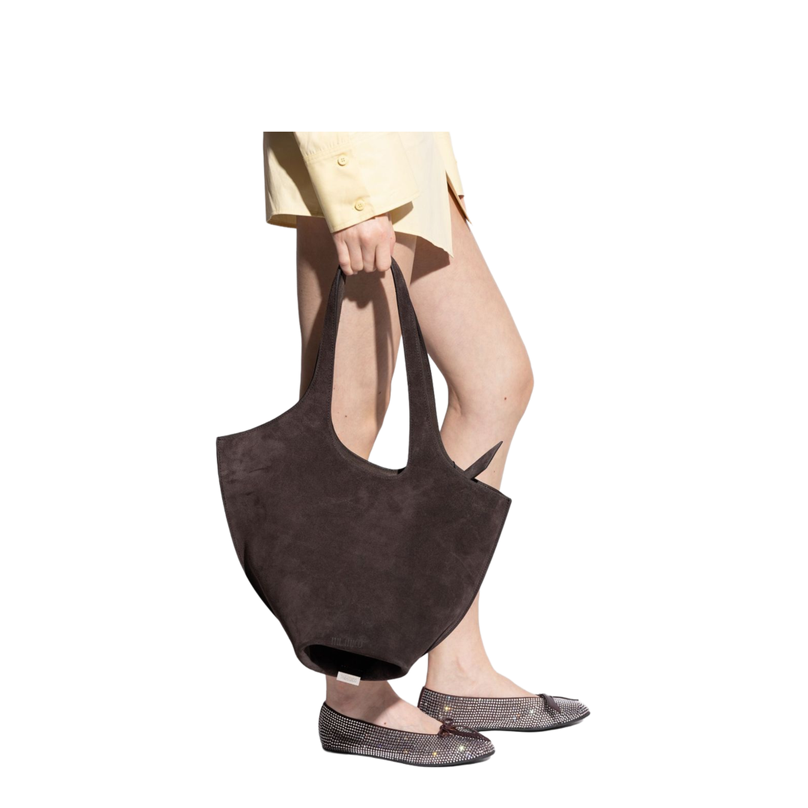 La Scoop Medium Suede Shoulder Bag - Dark Brown - Image 3