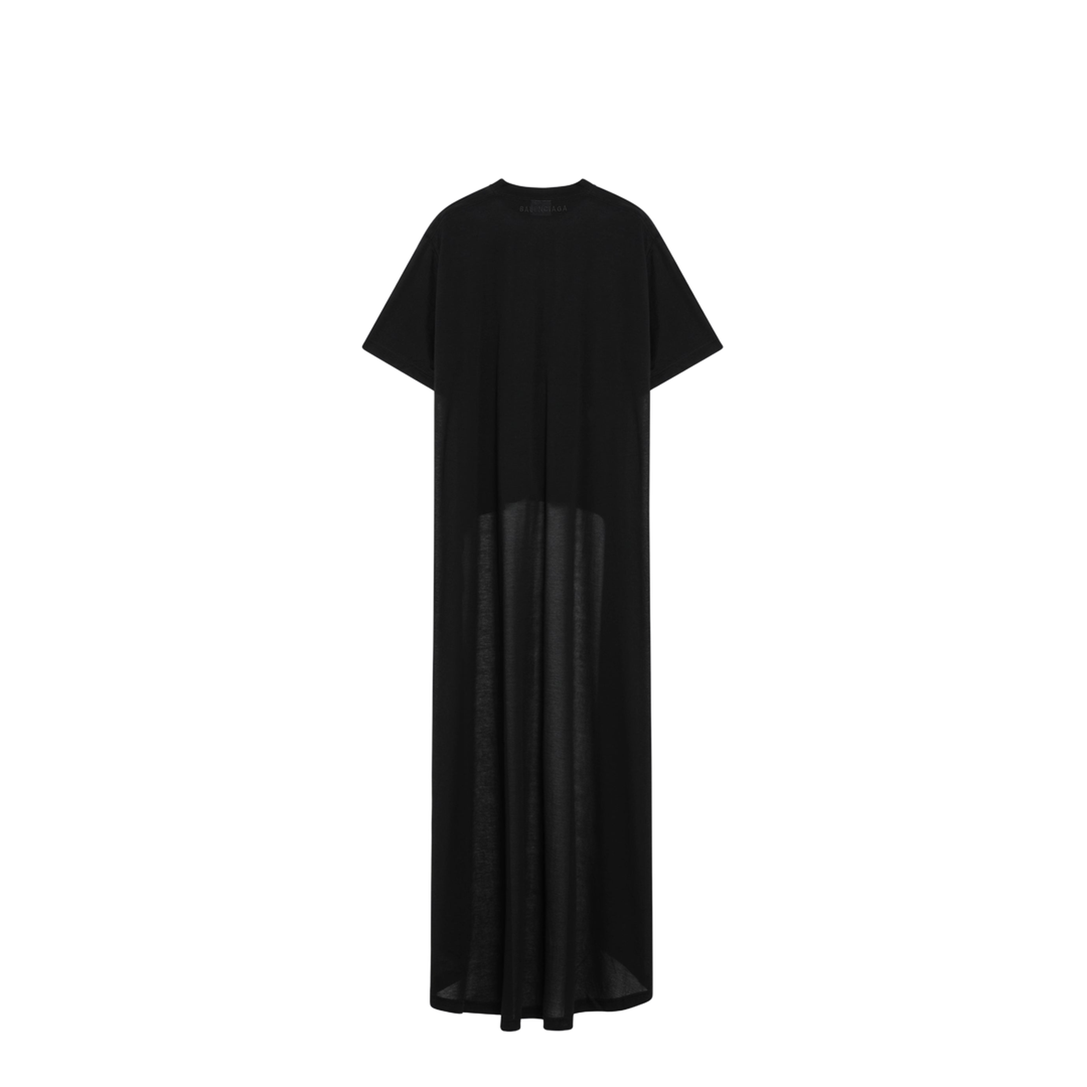 Black Maxi Train T-Shirt in Cotton Jersey - Image 2
