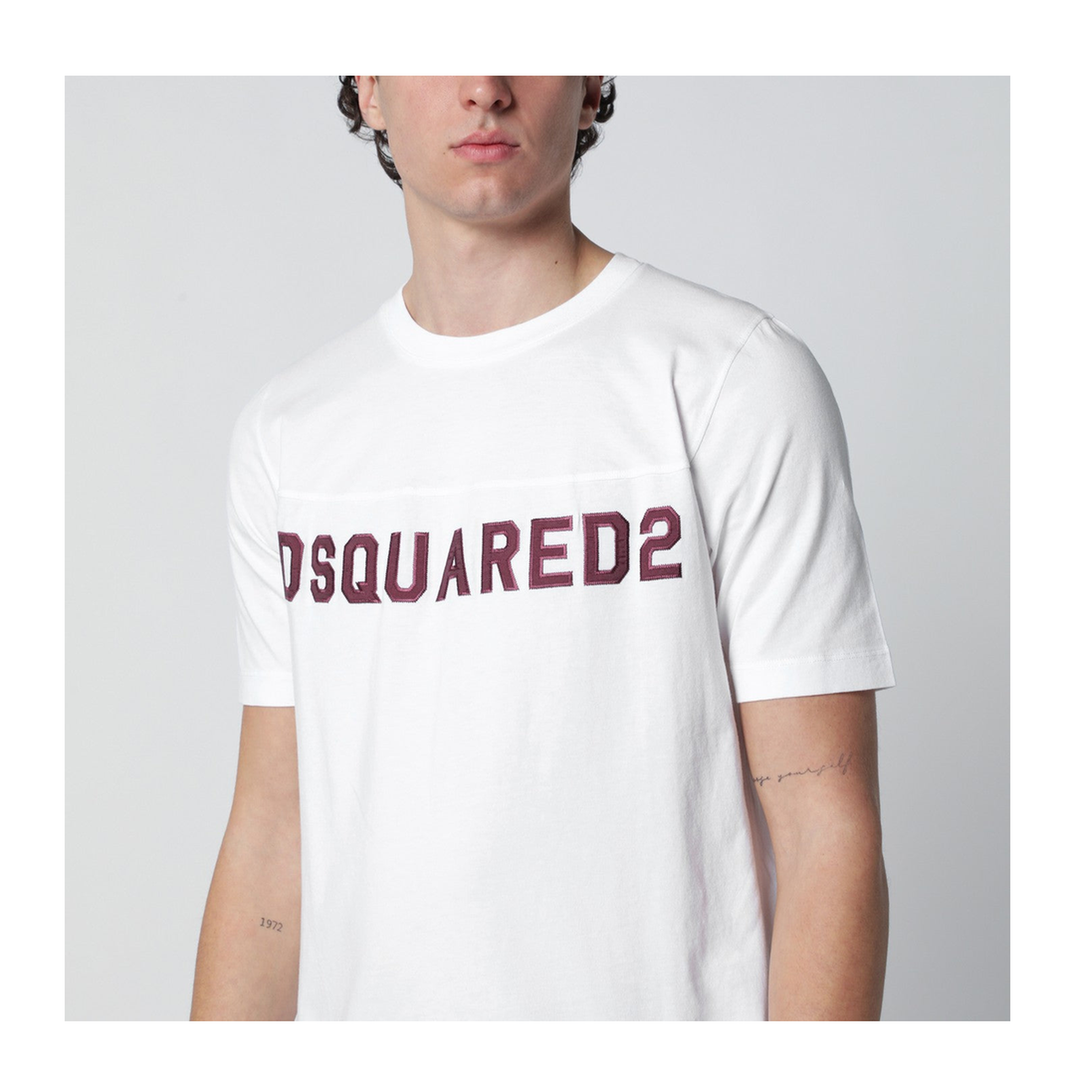 White T-Shirt With Logo Embroidery - Image 2