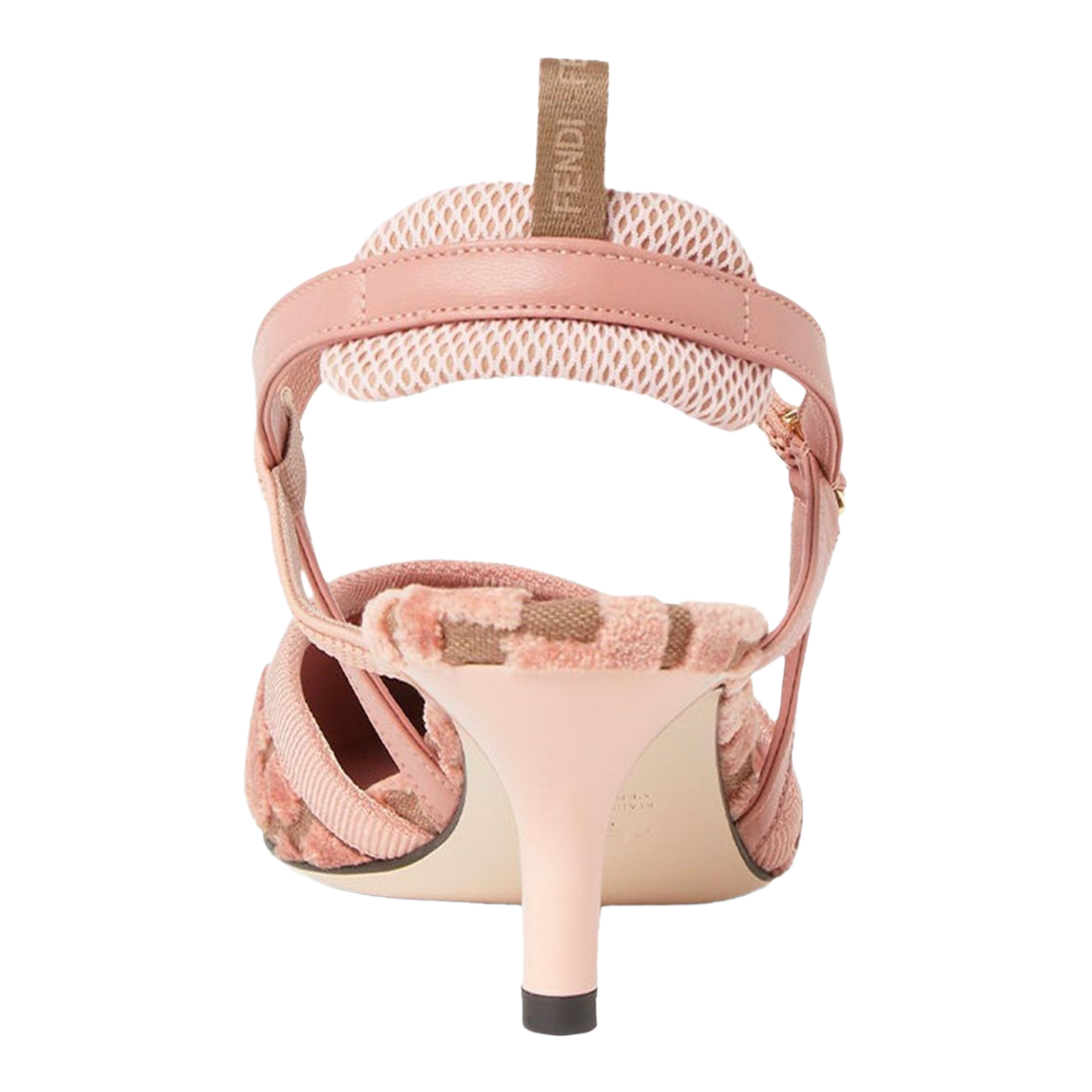 Pink Leather FF-Pattern Slingback Strap Pointed Toe Kitten Heel - Image 2