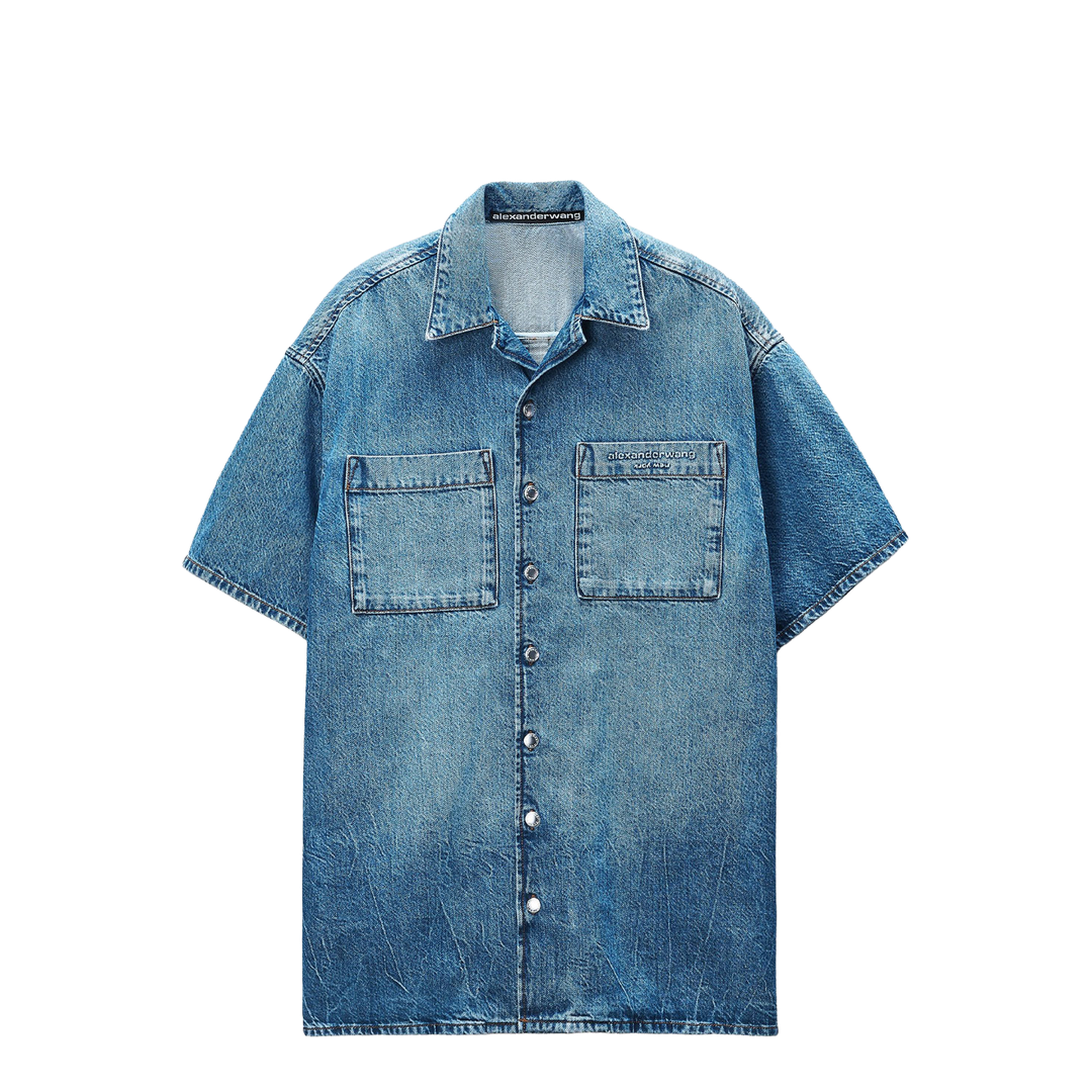 Boxy Denim Shirt Dress - Image 1