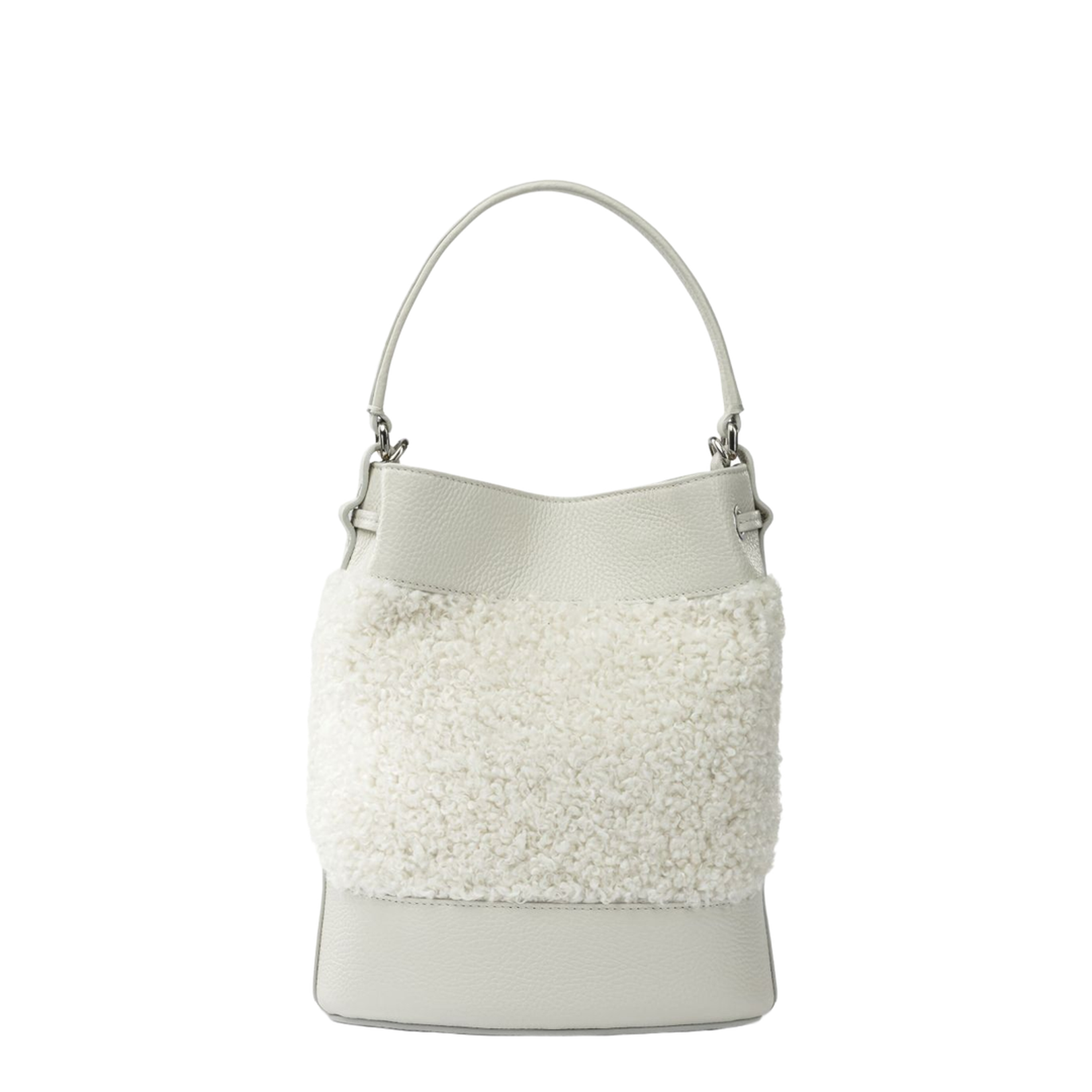 Mondà Small Leather Bucket Bag - White Latte - Image 3