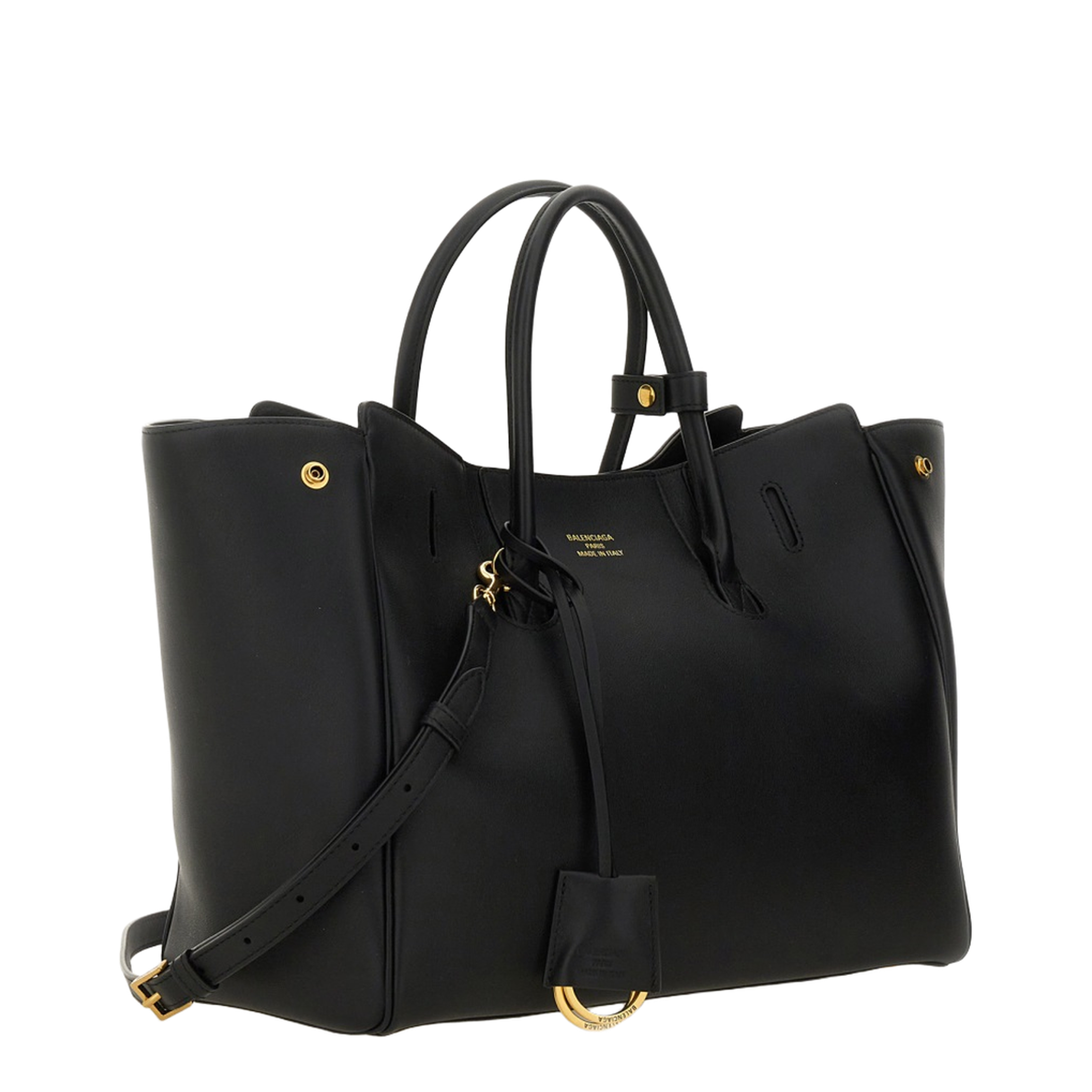 Carry All Hampton Small Calf Leather Tote - Black - Image 2