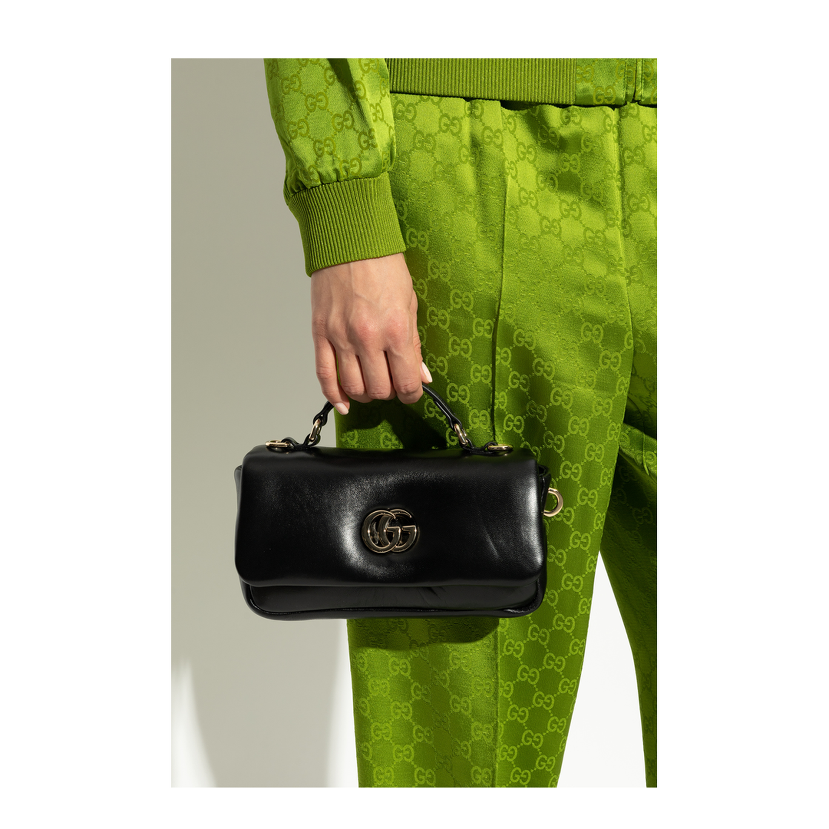 GG Milano Small GG Embossed Puffy Leather Top Handle Bag - Black - Image 2