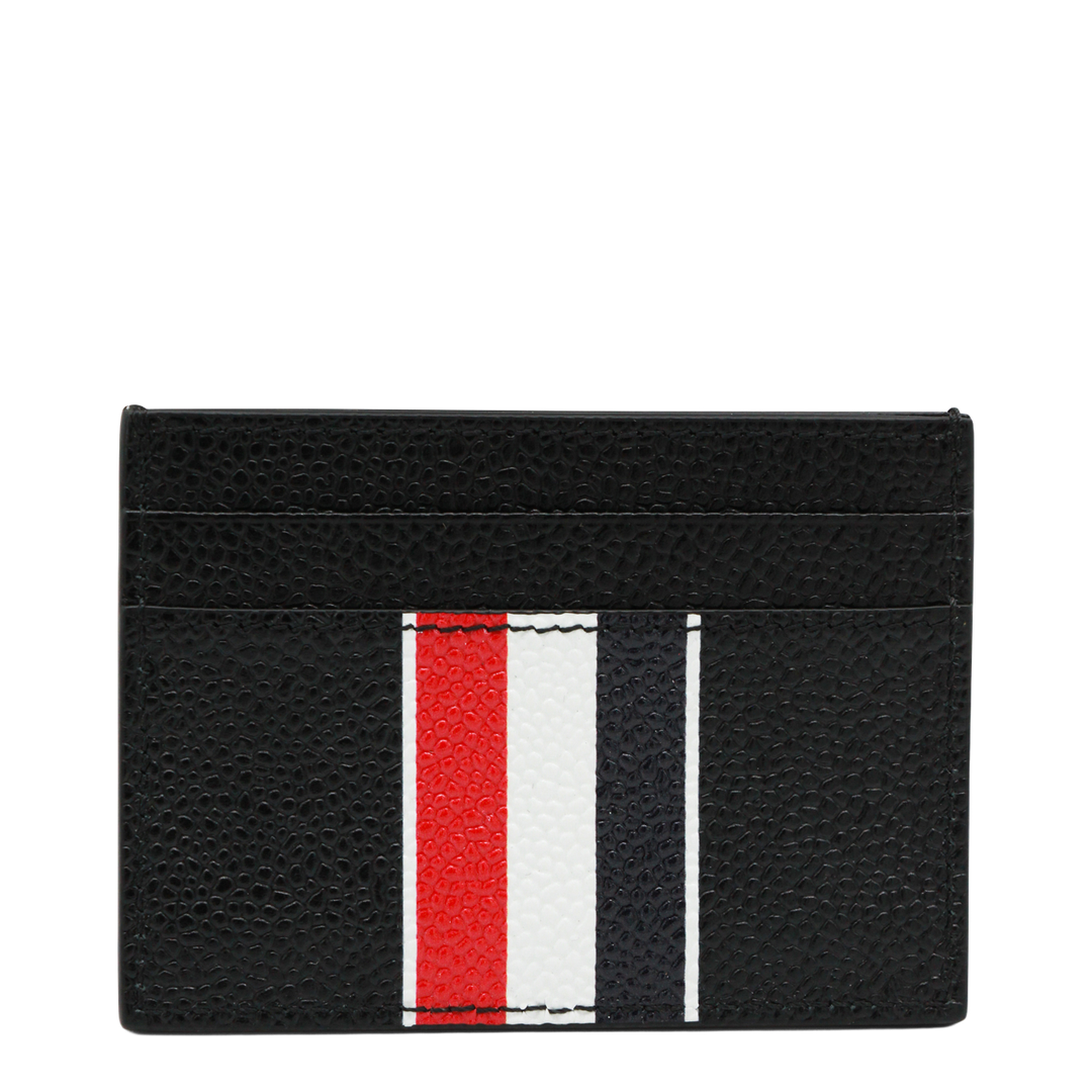 Pebble Grain RWB Stripe Double-Sided Card Holder in Black - Image 3