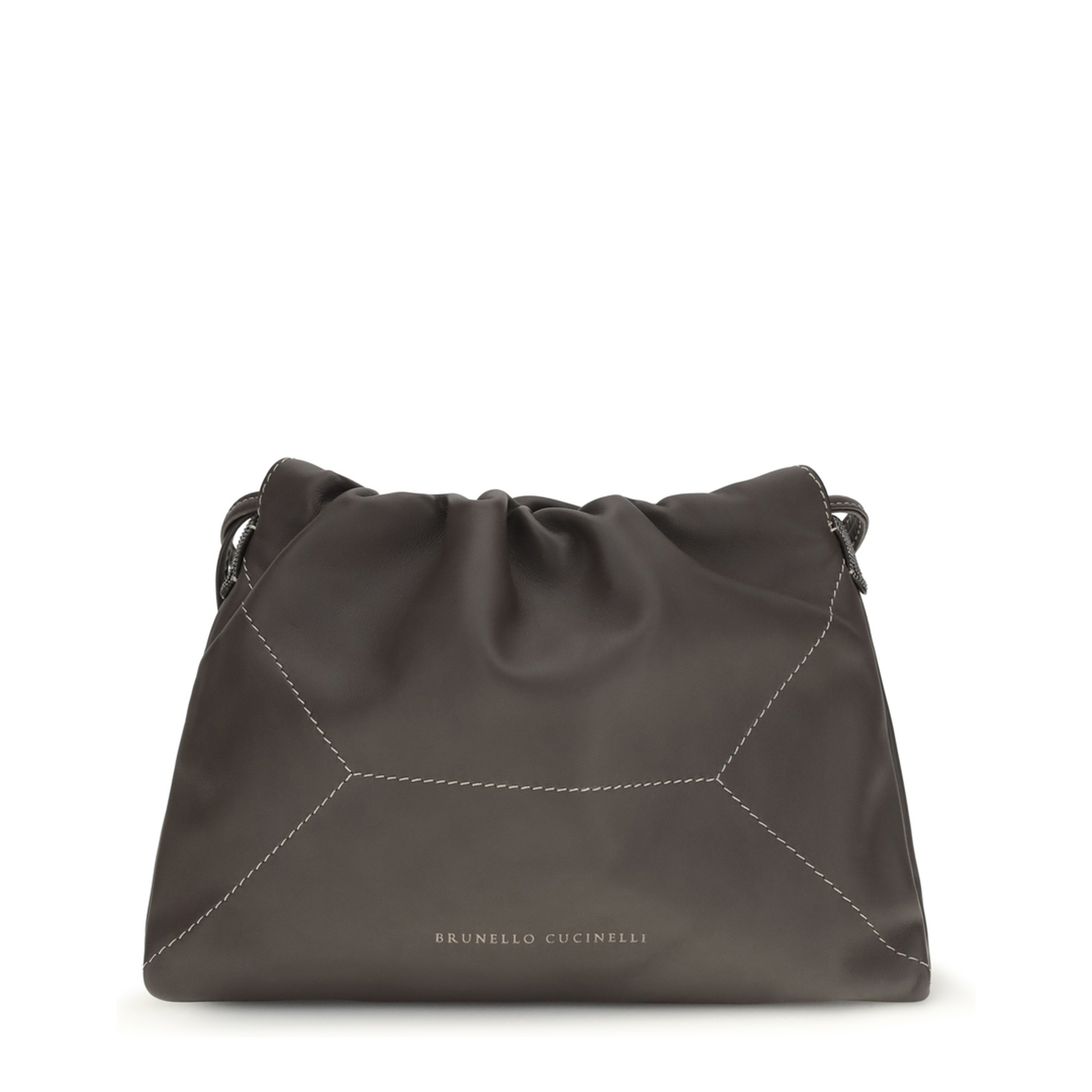 Medium Suede Pouch Bag - Brown - Image 1