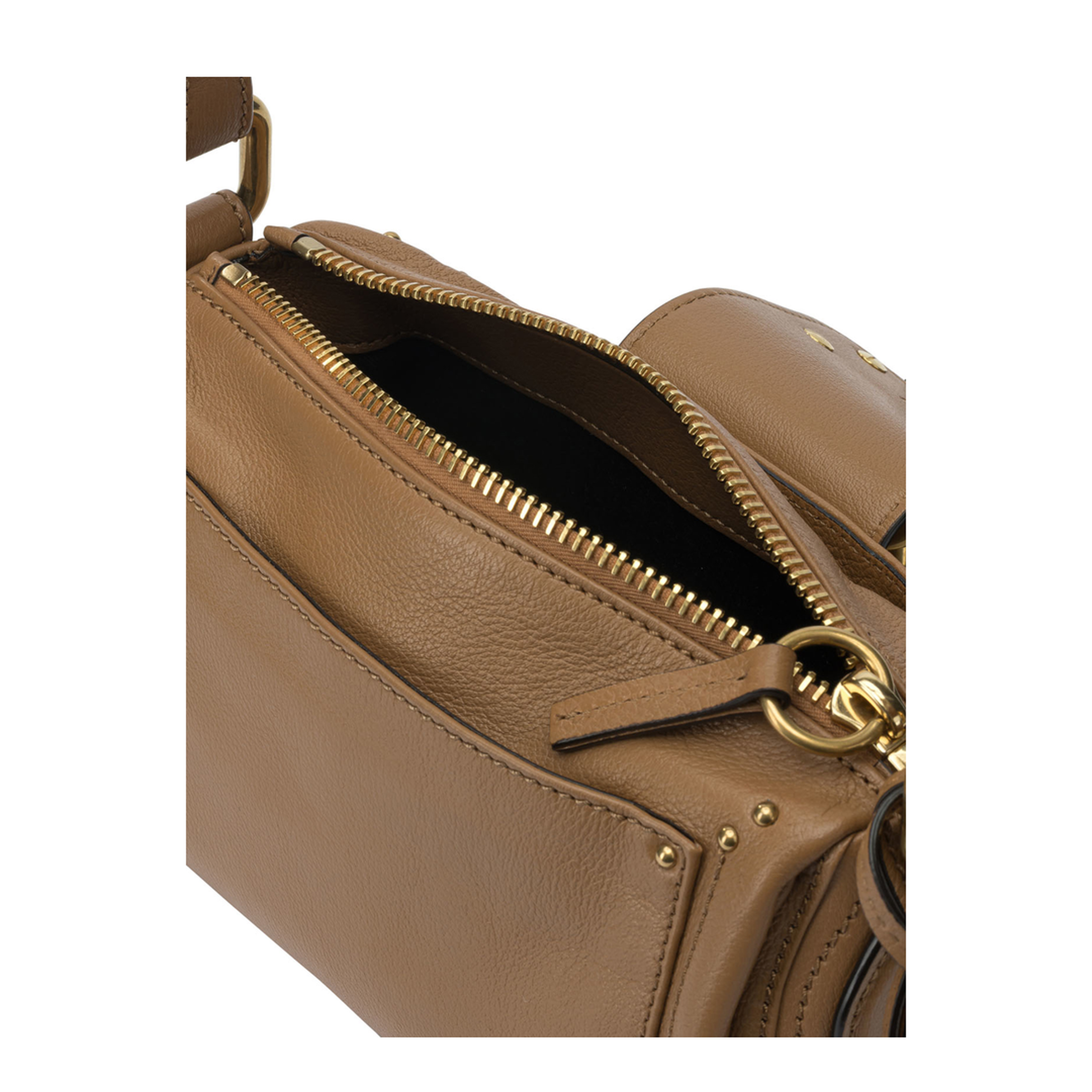 Paddington Small Grained Buffalo Leather Chain Bag - Mustang Brown - Image 5