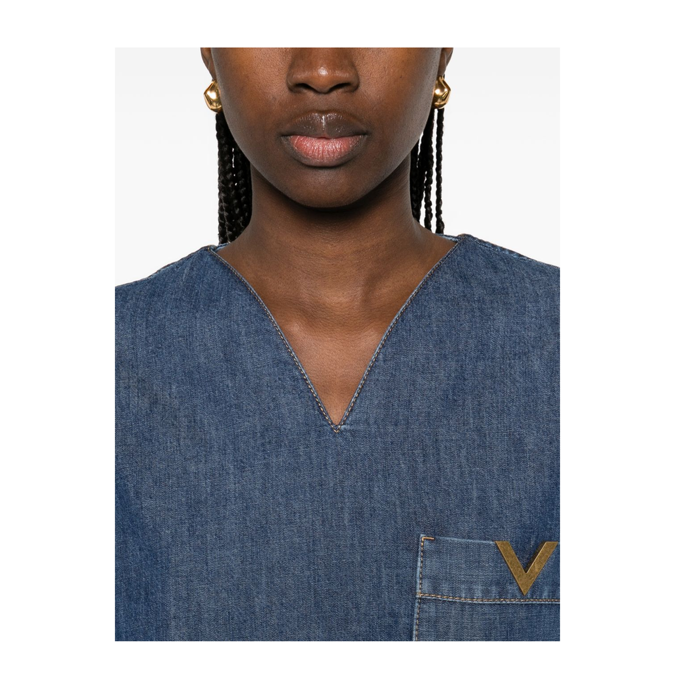 Cotton Denim Shirt - Blue - Image 2